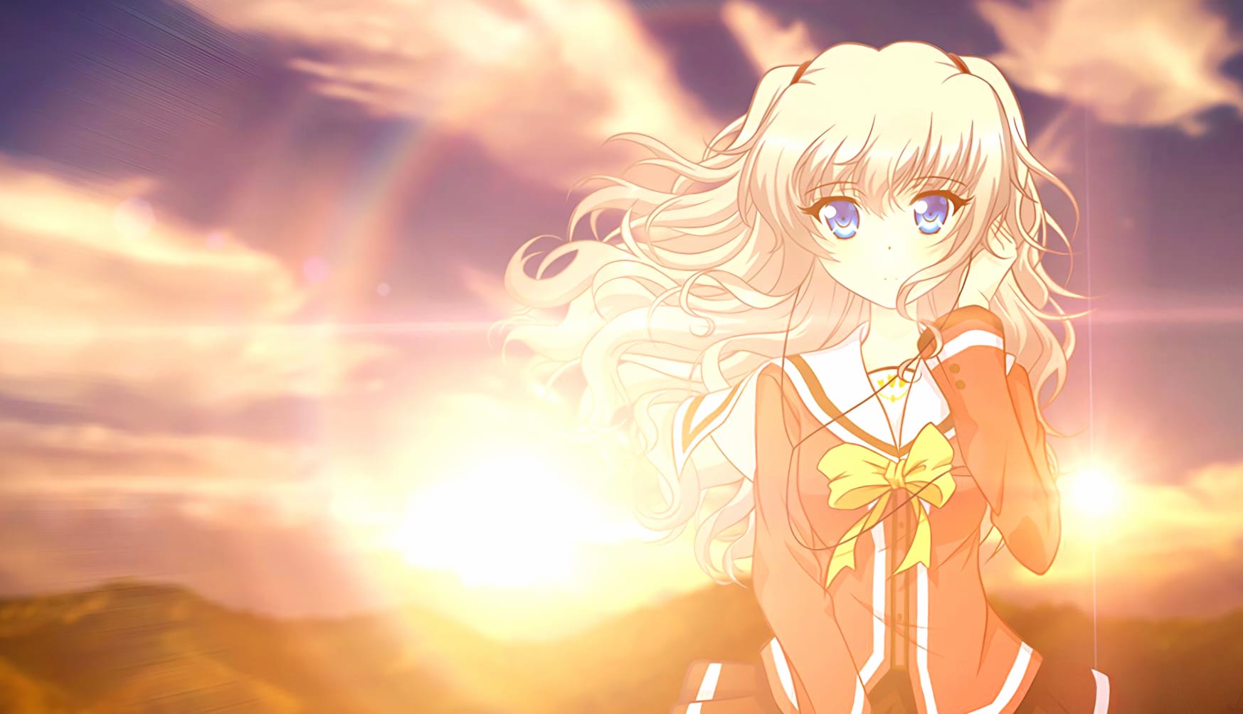 Sunset Schoolgirl - Charlotte Anime wallpapers HD quality