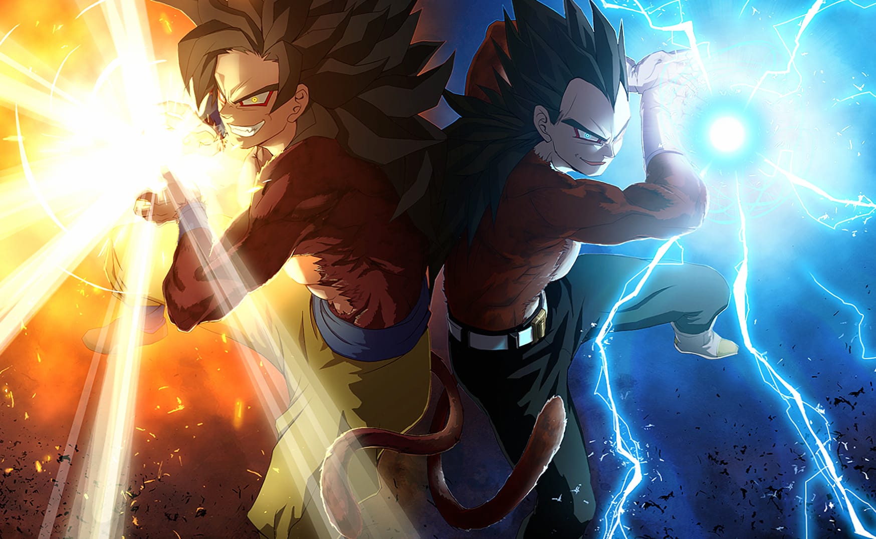 Super Saiyan 4 Goku and Vegeta from Dragon Ball GT at 1920 x 1080 HD size wallpapers HD quality