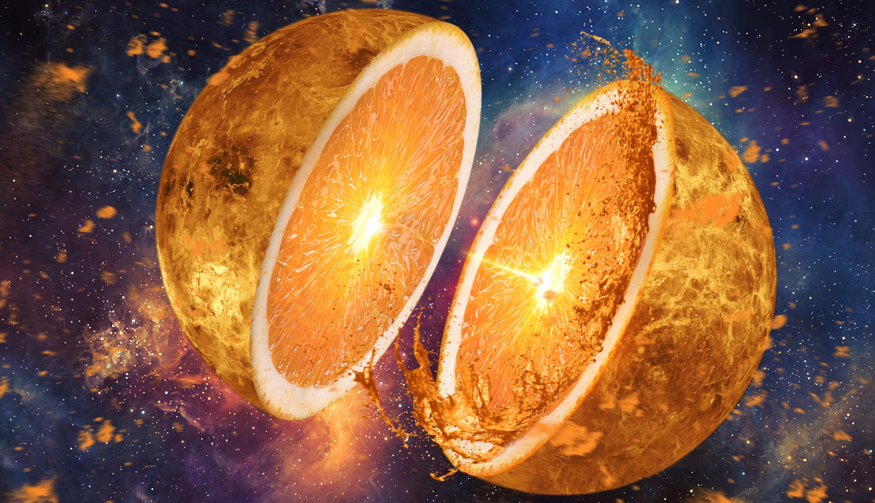 Surreal Space Orange Planet - wallpapers HD quality