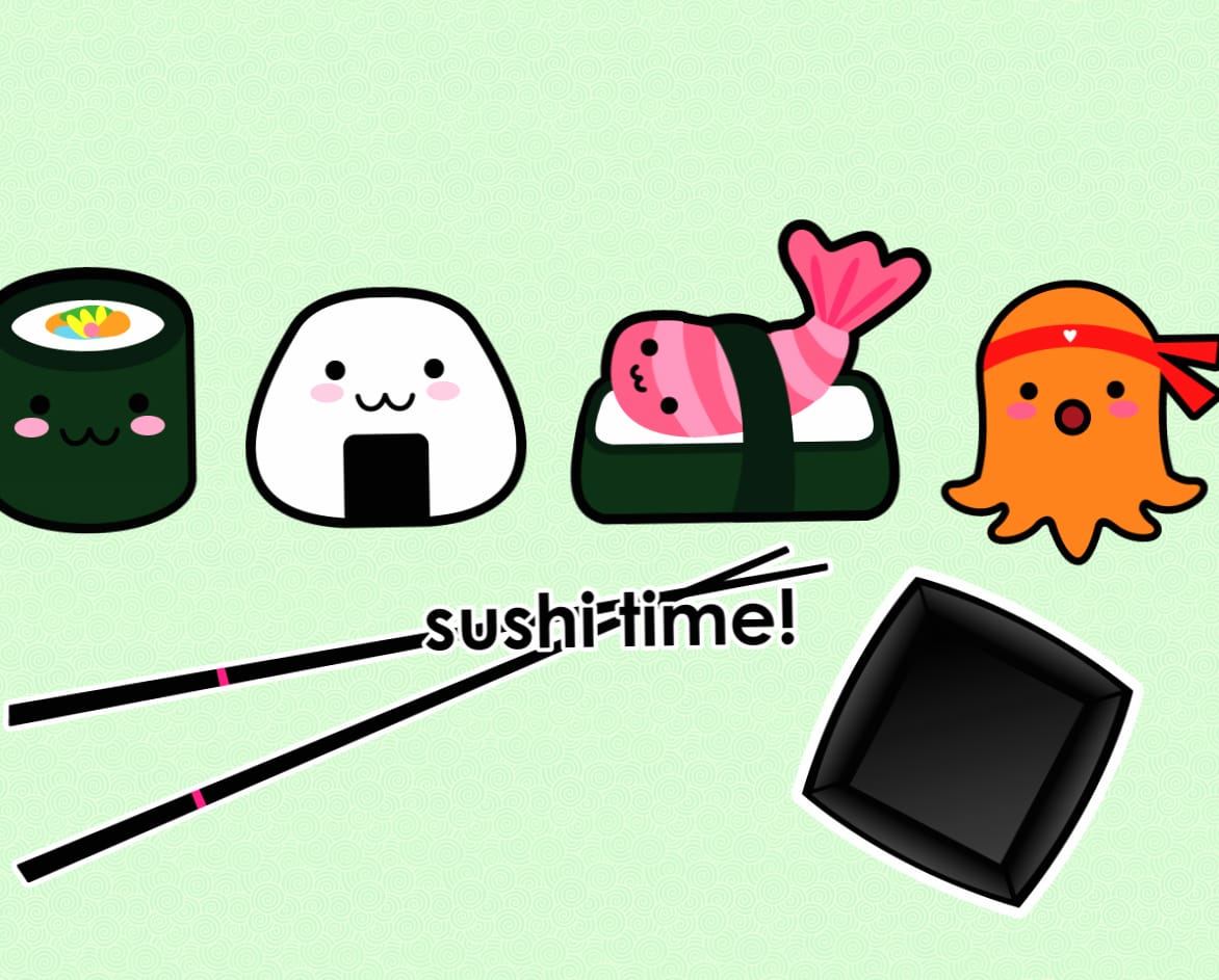 Sushi Time A Playful with Chopsticks and Food at 750 x 1334 iPhone 6 size wallpapers HD quality