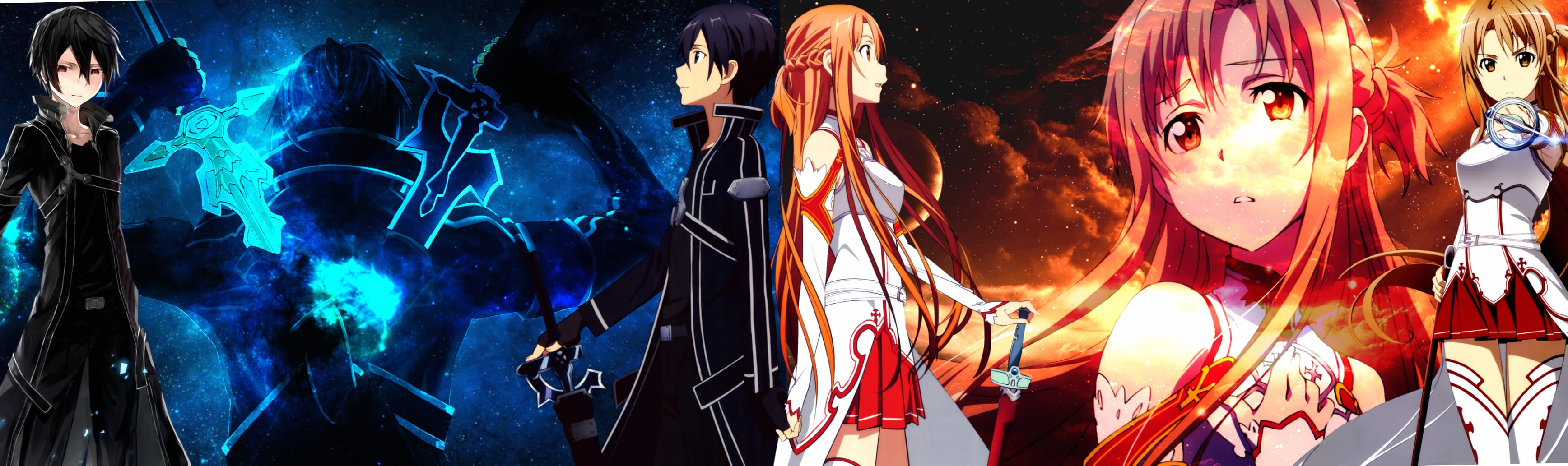 Sword Art Online Asuna Yuuki & Kirito at 1366 x 768 HD size wallpapers HD quality