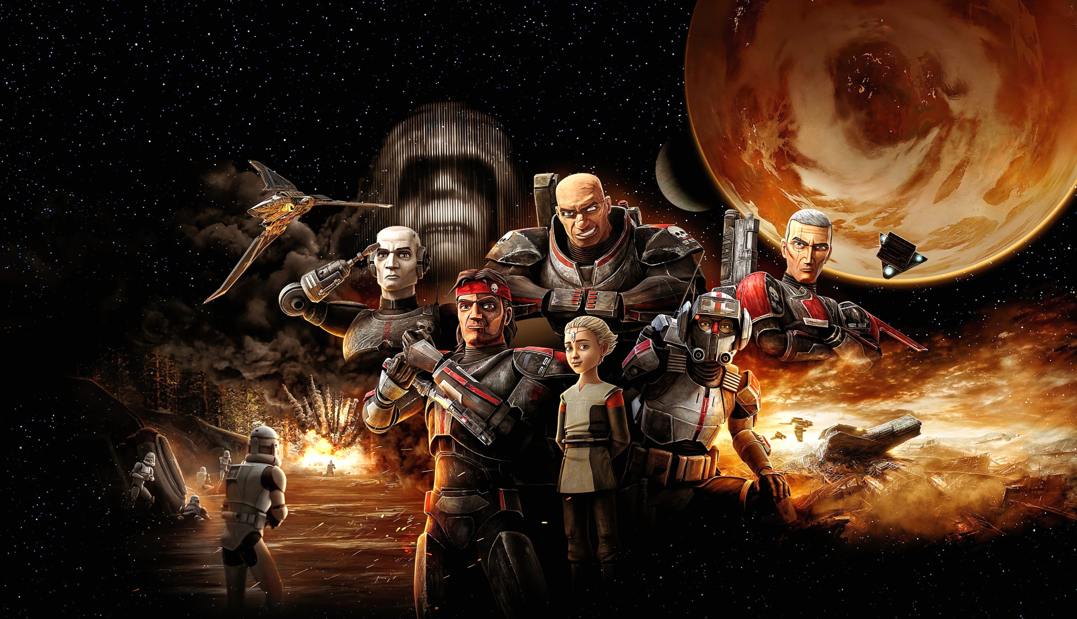 Tech (Star Wars) Crosshair (Star Wars) Echo (Star Wars) Wrecker (Star Wars) Hunter (Star Wars) TV Show Star Wars The Bad Batch at 1366 x 768 HD size wallpapers HD quality