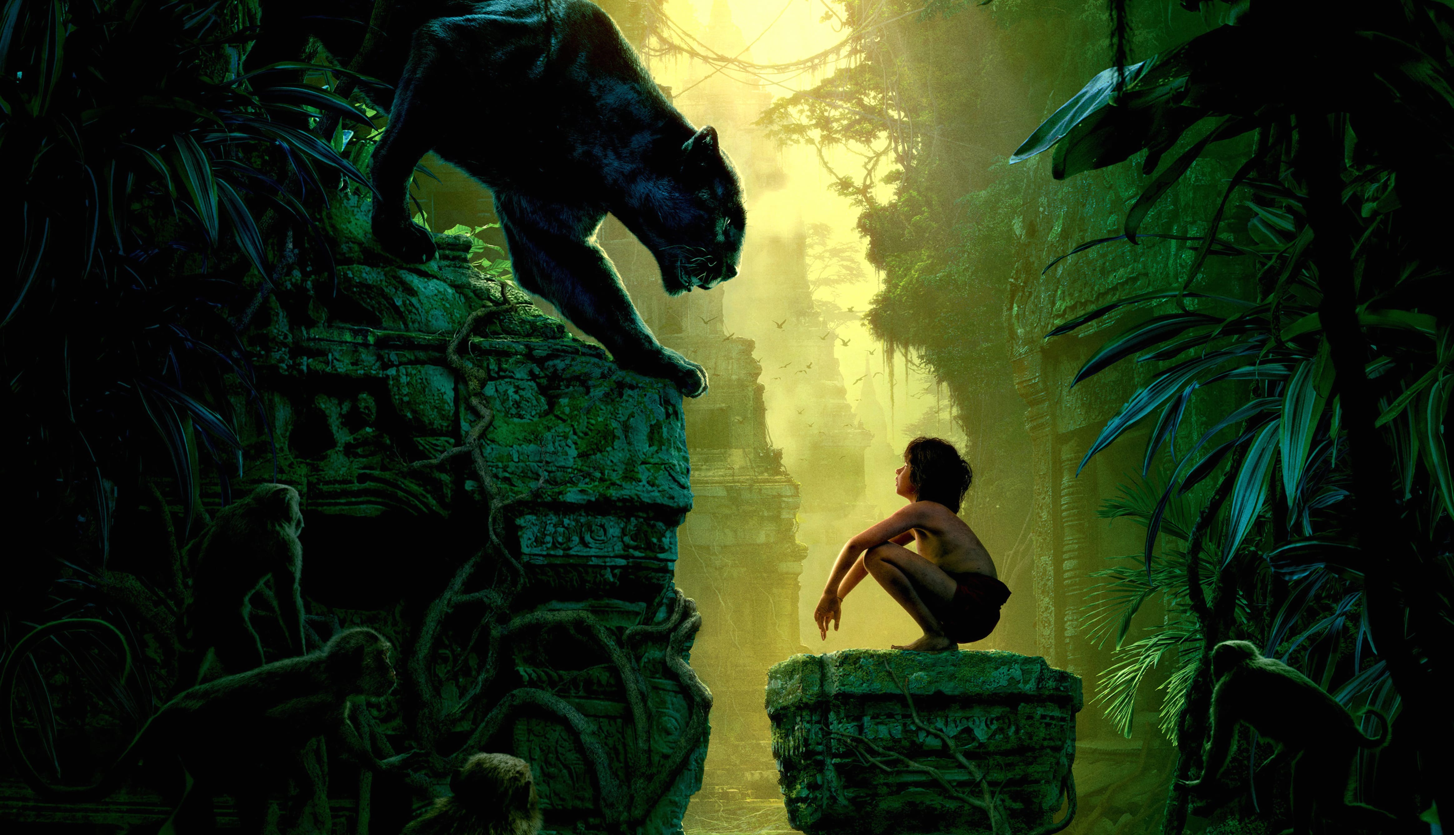 The Jungle Book (2016) Bagheera & Mowgli wallpapers HD quality