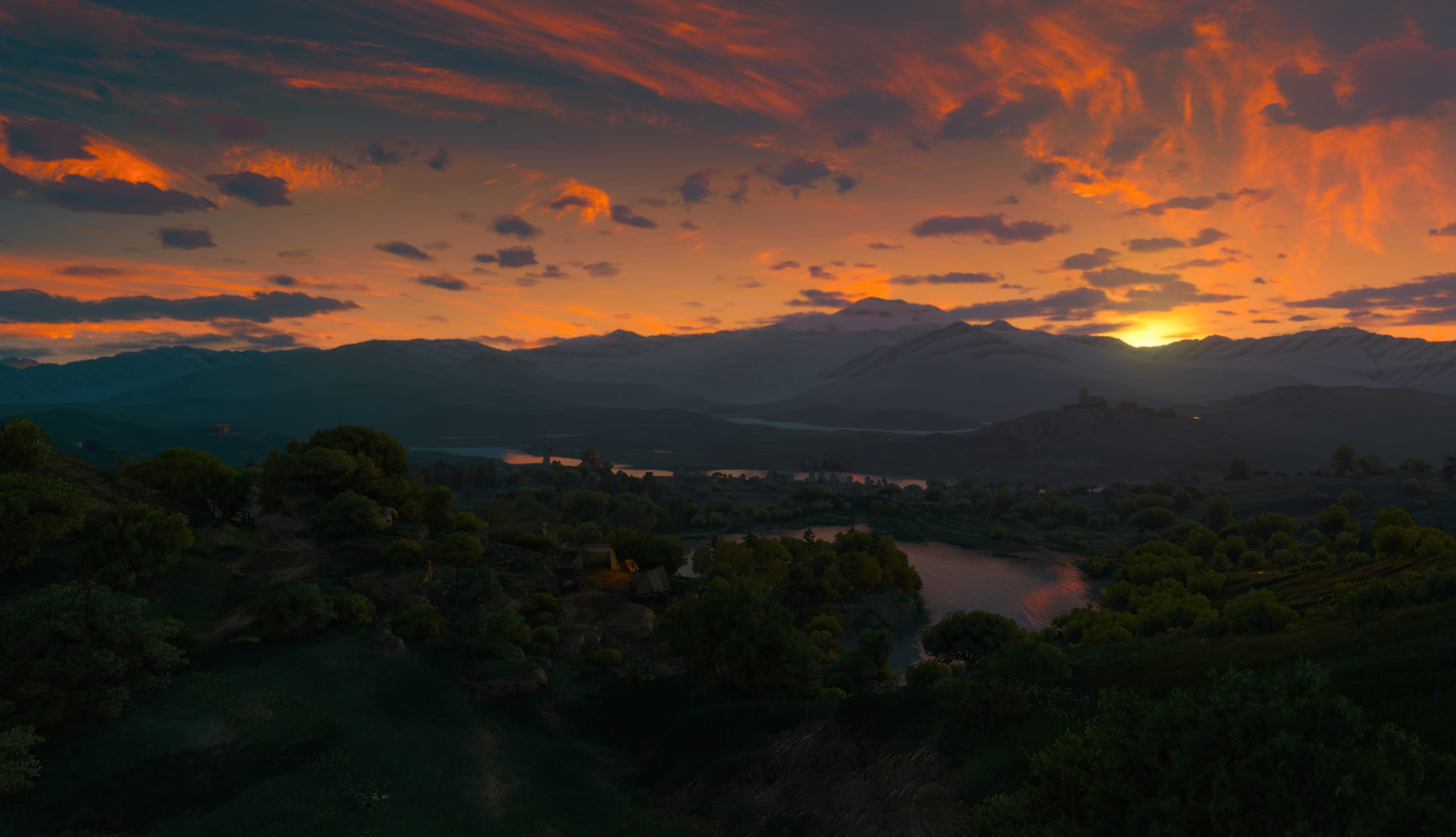 The Witcher 3 - Another sunset on the country at 1536 x 864 HD size wallpapers HD quality