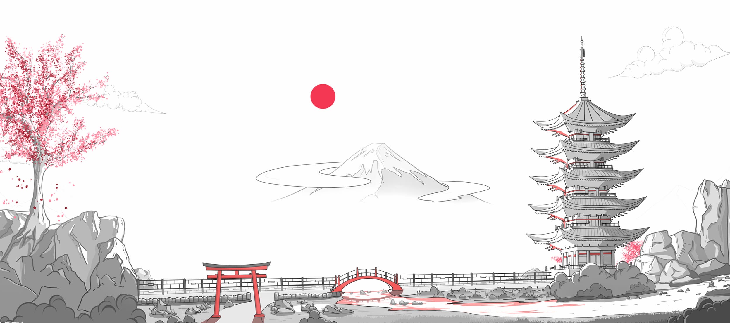 Torii Minimalist Nature Mount Fuji wallpapers HD quality