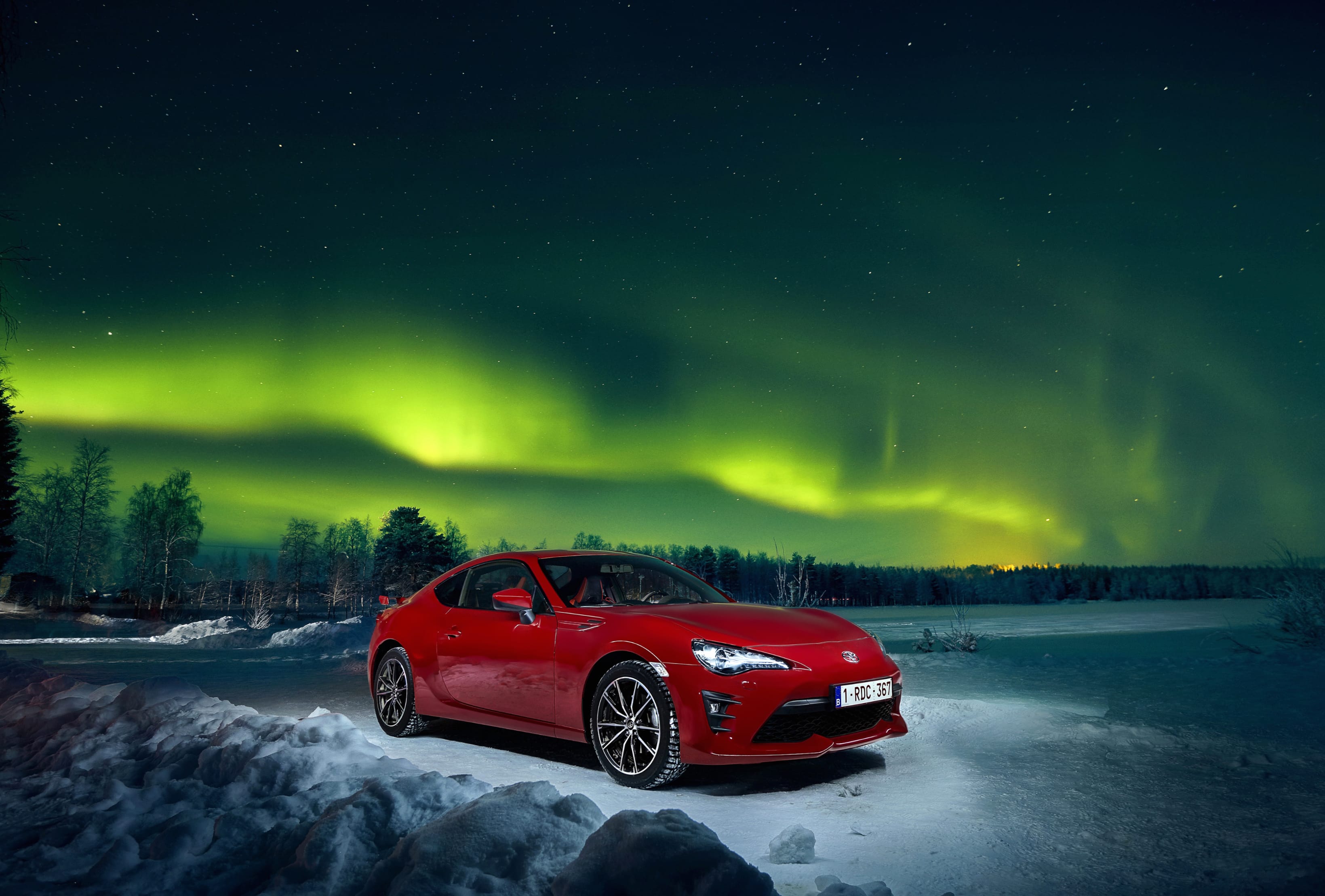 Toyota 86 Under Aurora Borealis - at 2560 x 1440 HD size wallpapers HD quality