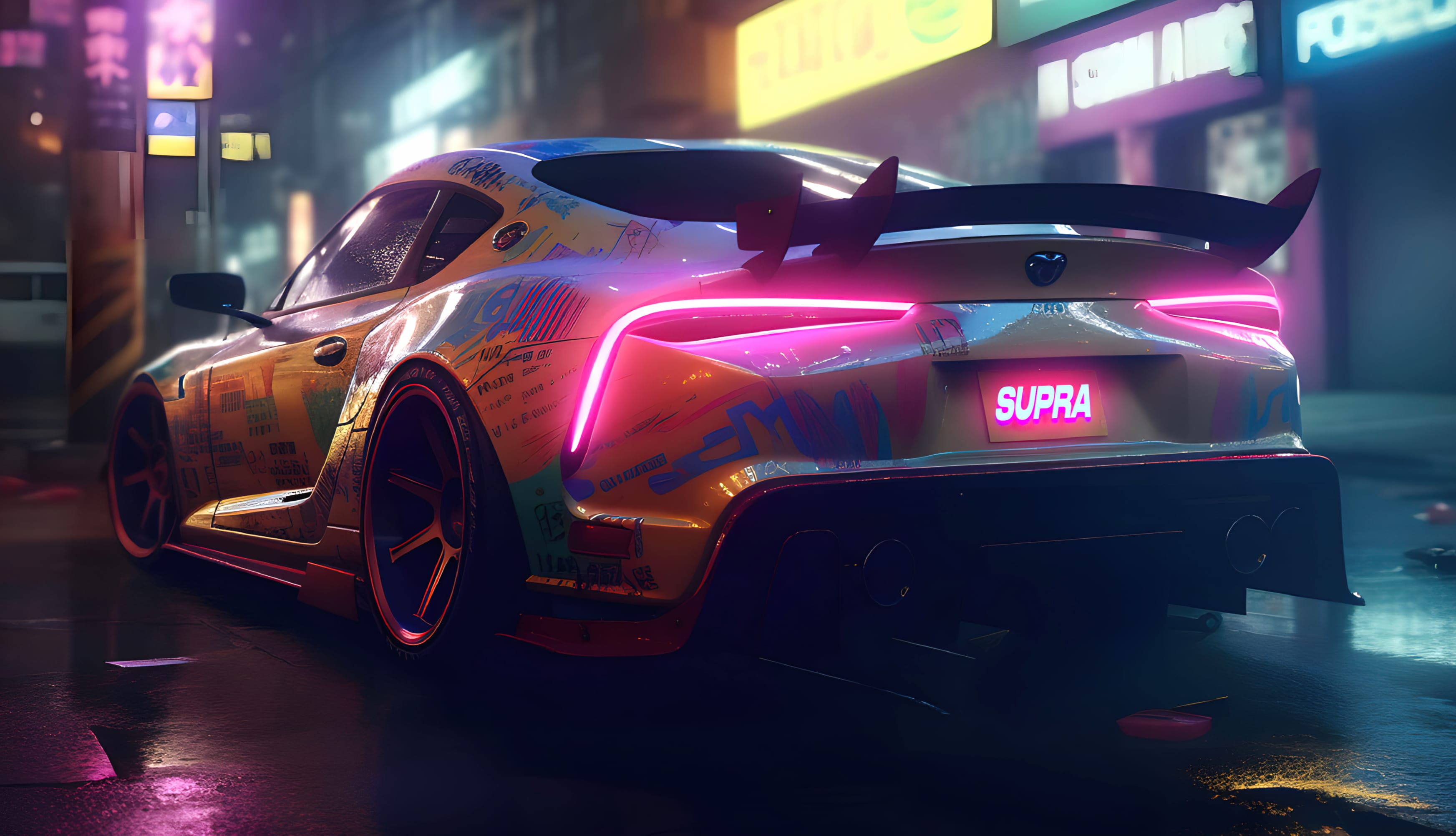 Toyota Supra Neon at 750 x 1334 iPhone 6 size wallpapers HD quality