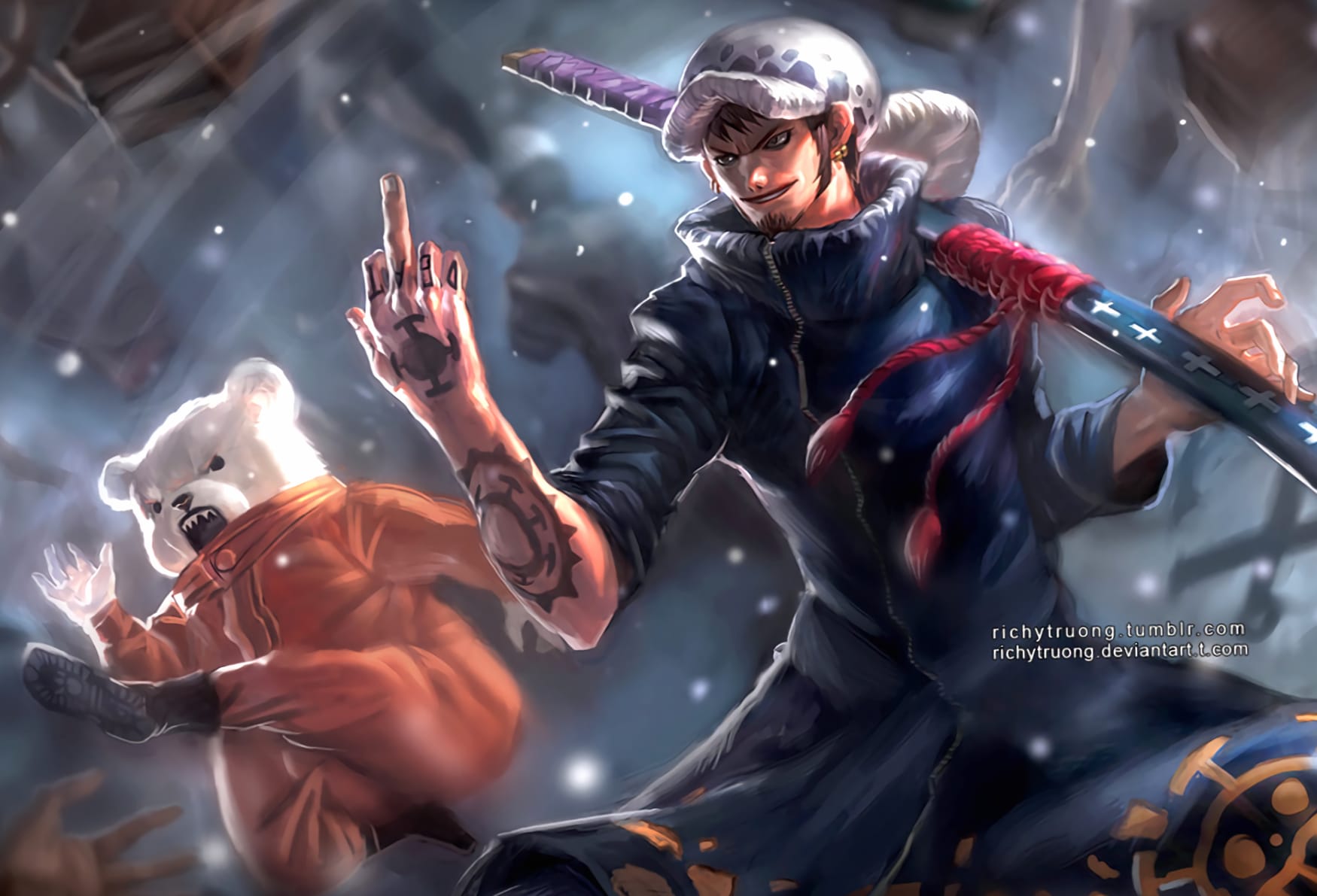 Trafalgar Law and Bepo at 1600 x 900 HD size wallpapers HD quality