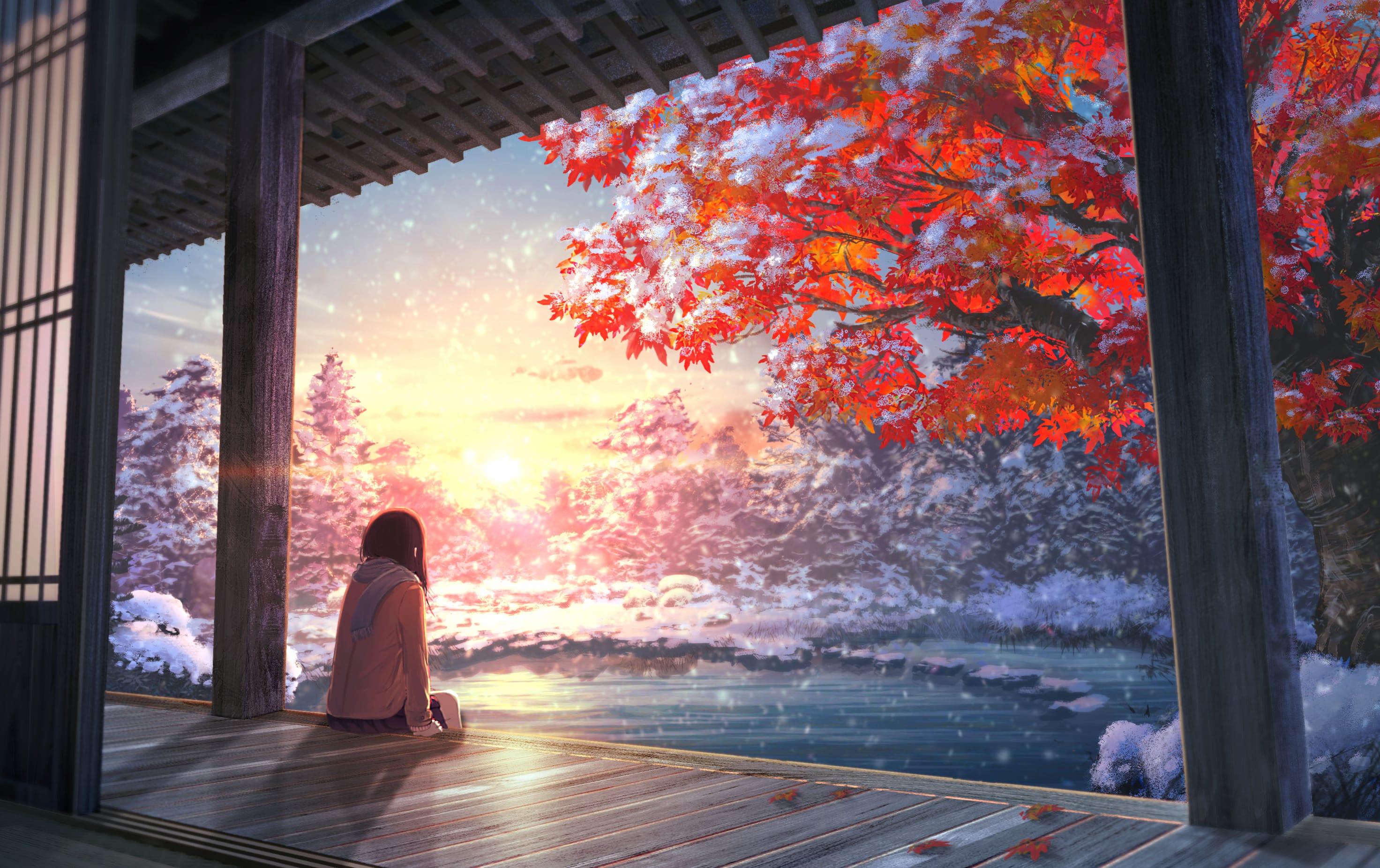 Tranquil Anime Sunrise wallpapers HD quality