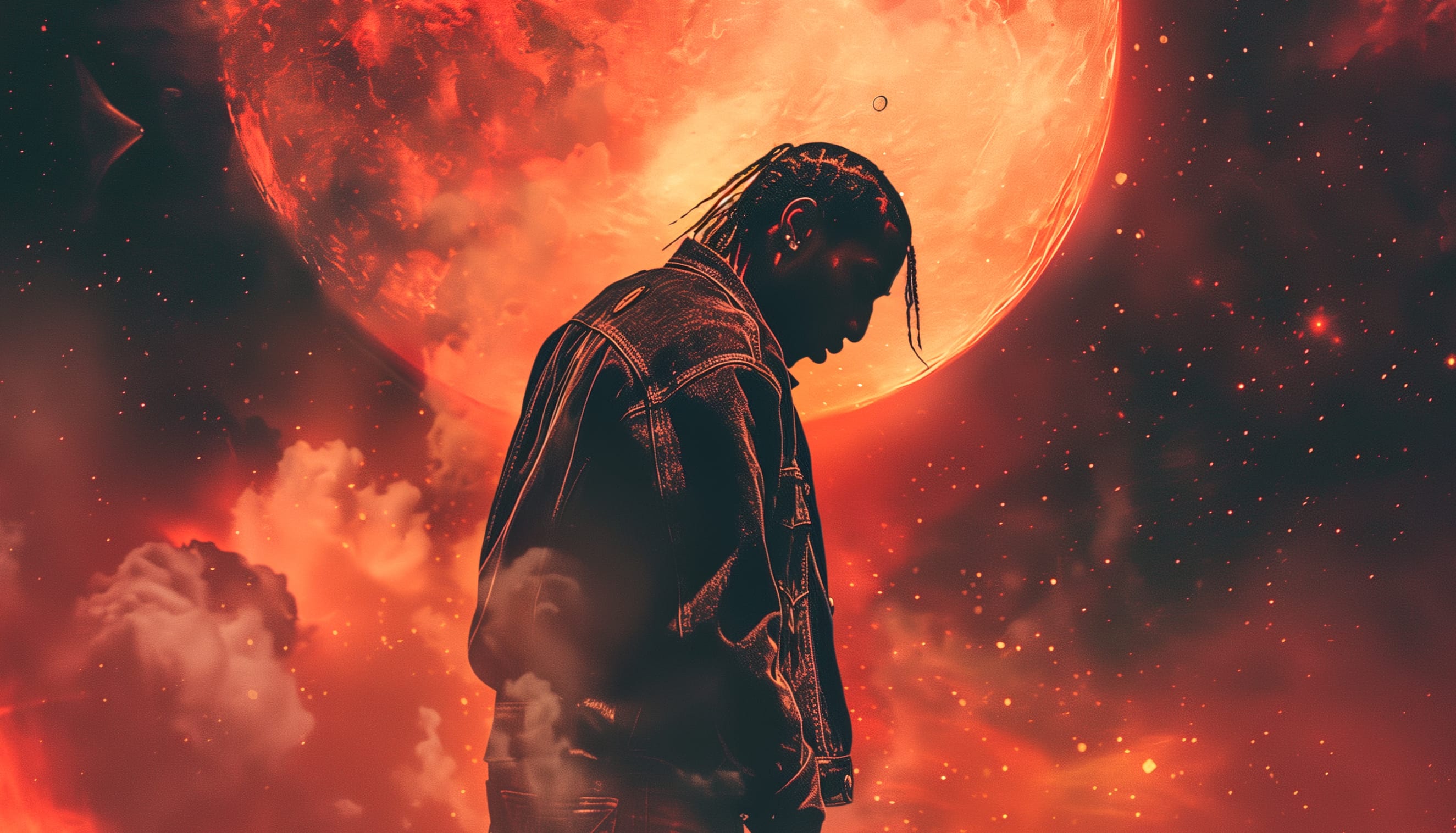 Travis Scott Moon Rapper at 320 x 480 iPhone size wallpapers HD quality