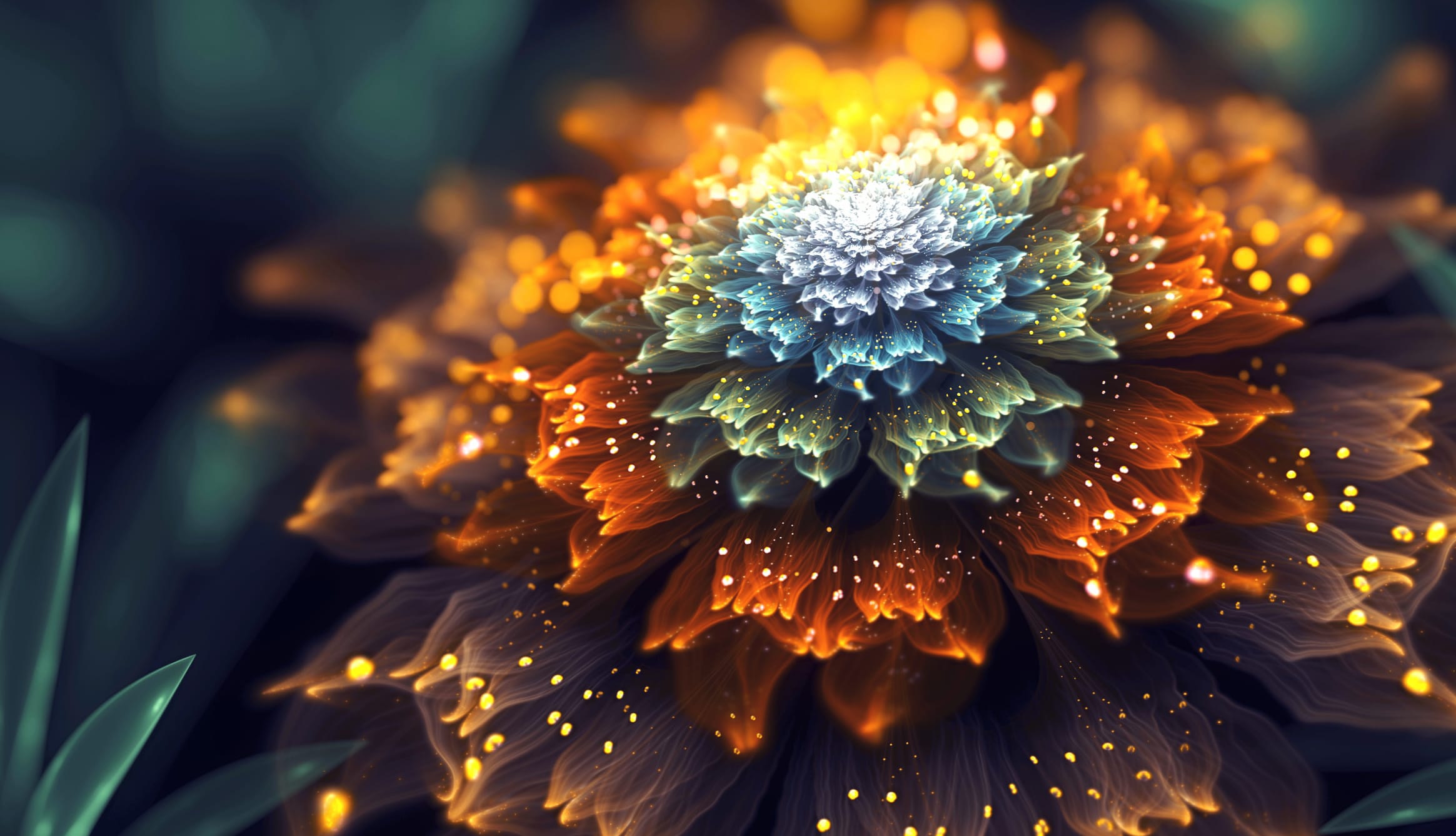 Trippy Orange Fractal Flower wallpapers HD quality