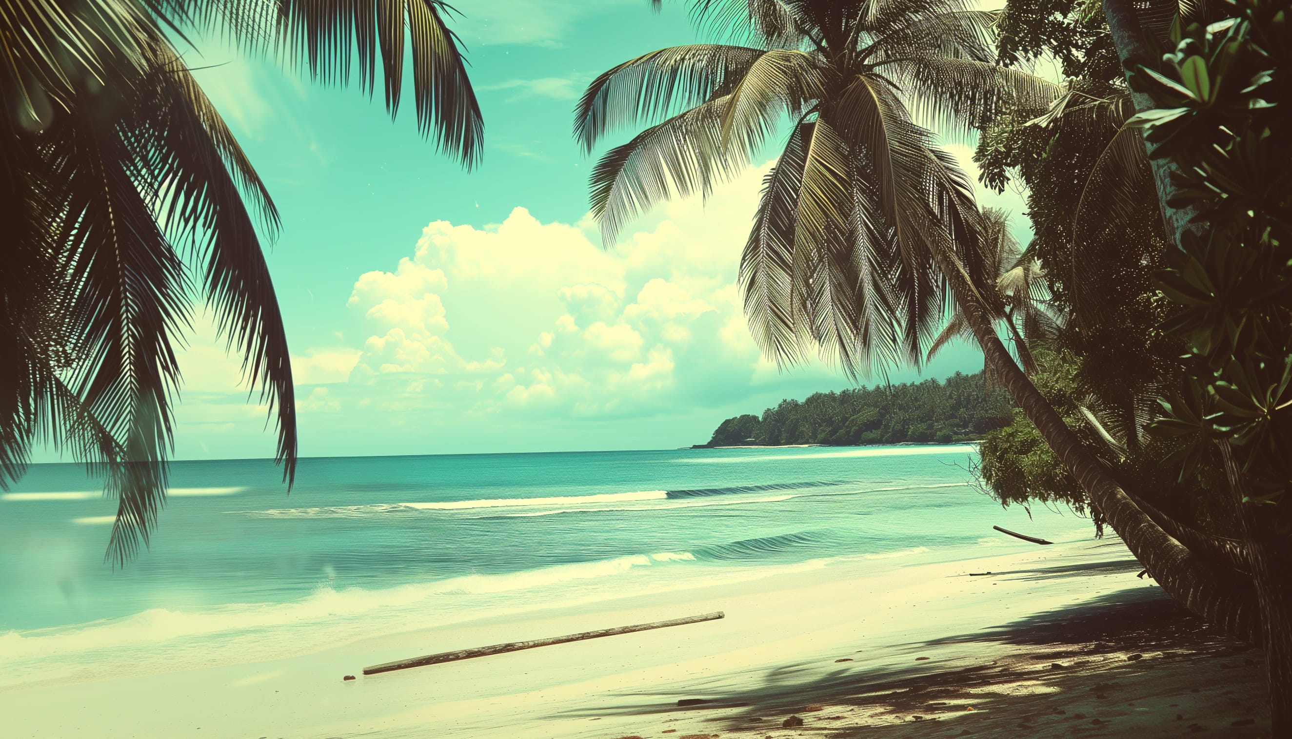 Tropical Beach Paradise with Palm Trees wallpapers HD quality