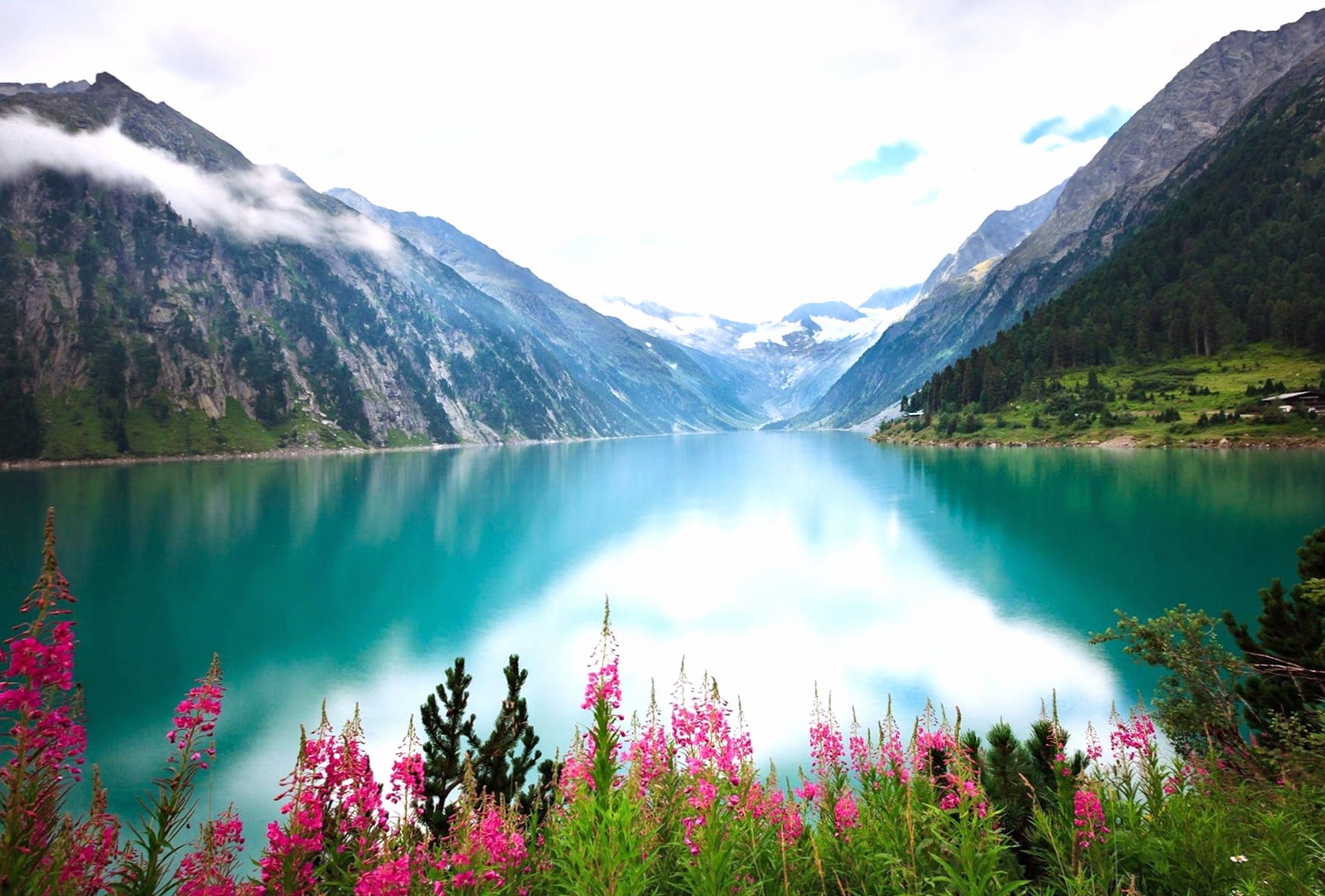 Turquoise Landscape Nature Flower Mountain Lake wallpapers HD quality