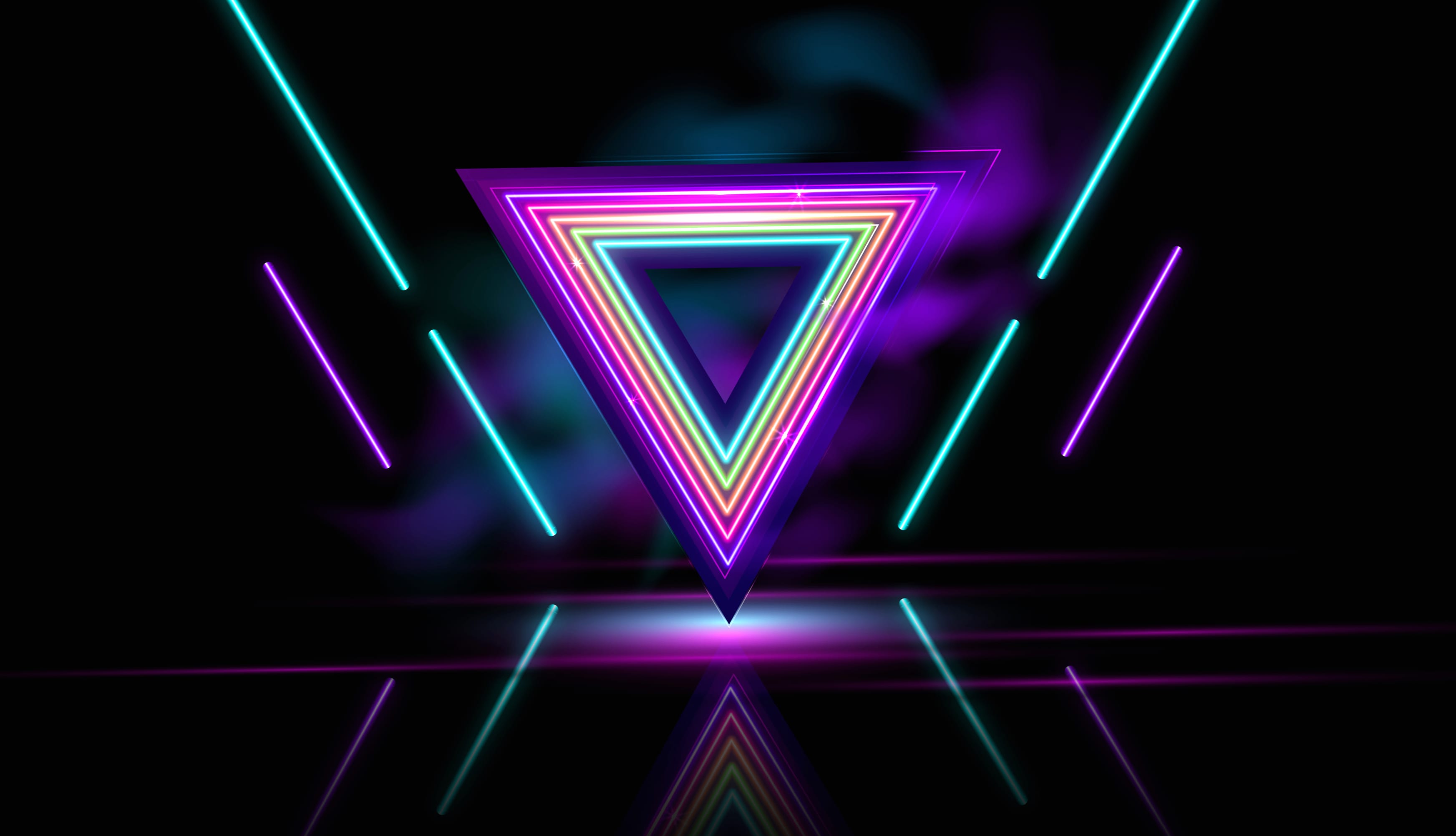 Ultra HD Neon Triangle Abstract Wallpaper at 1600 x 1200 size wallpapers HD quality