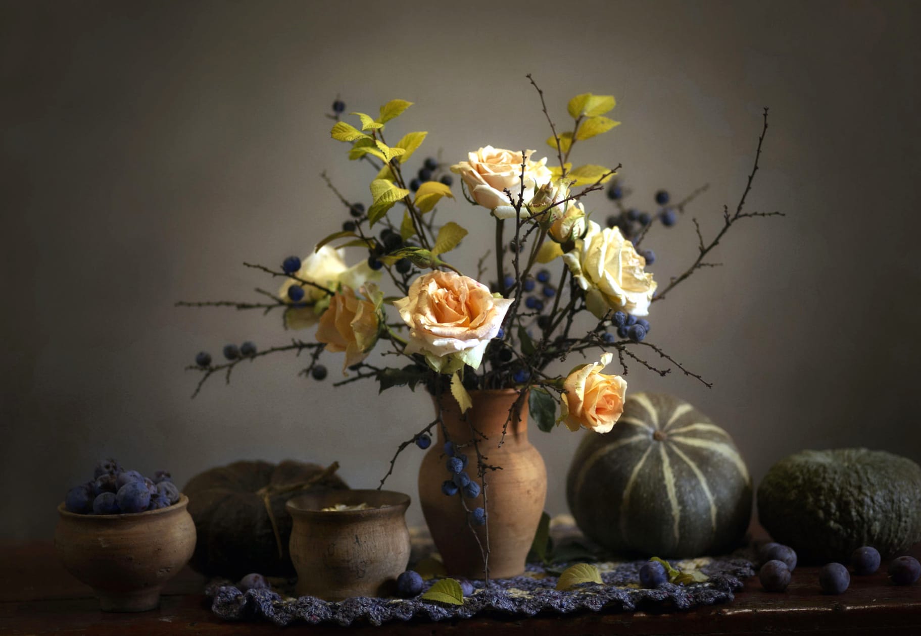 Vase Pumpkin Bouquet Flower Photography Still Life wallpapers HD quality