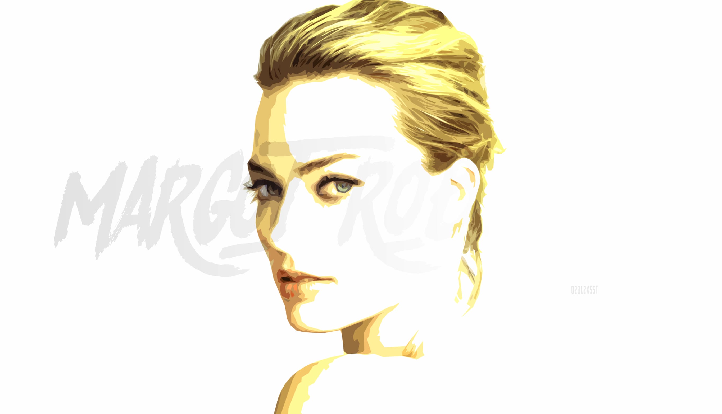 Vector Face Portrait Actress Celebrity Margot Robbie at 640 x 960 iPhone 4 size wallpapers HD quality