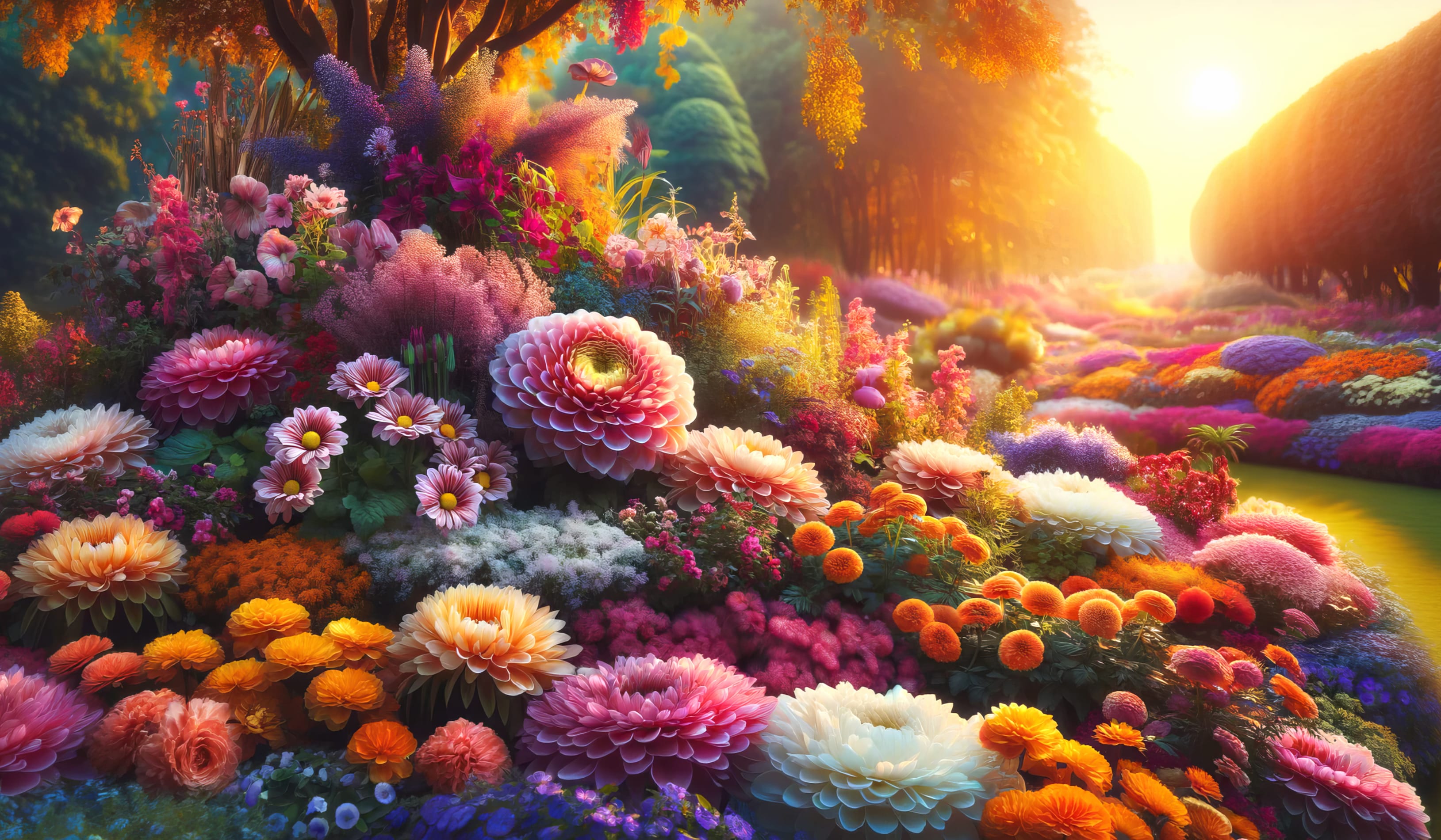 Vibrant Flower Garden – Lush Floral Paradise Background wallpapers HD quality