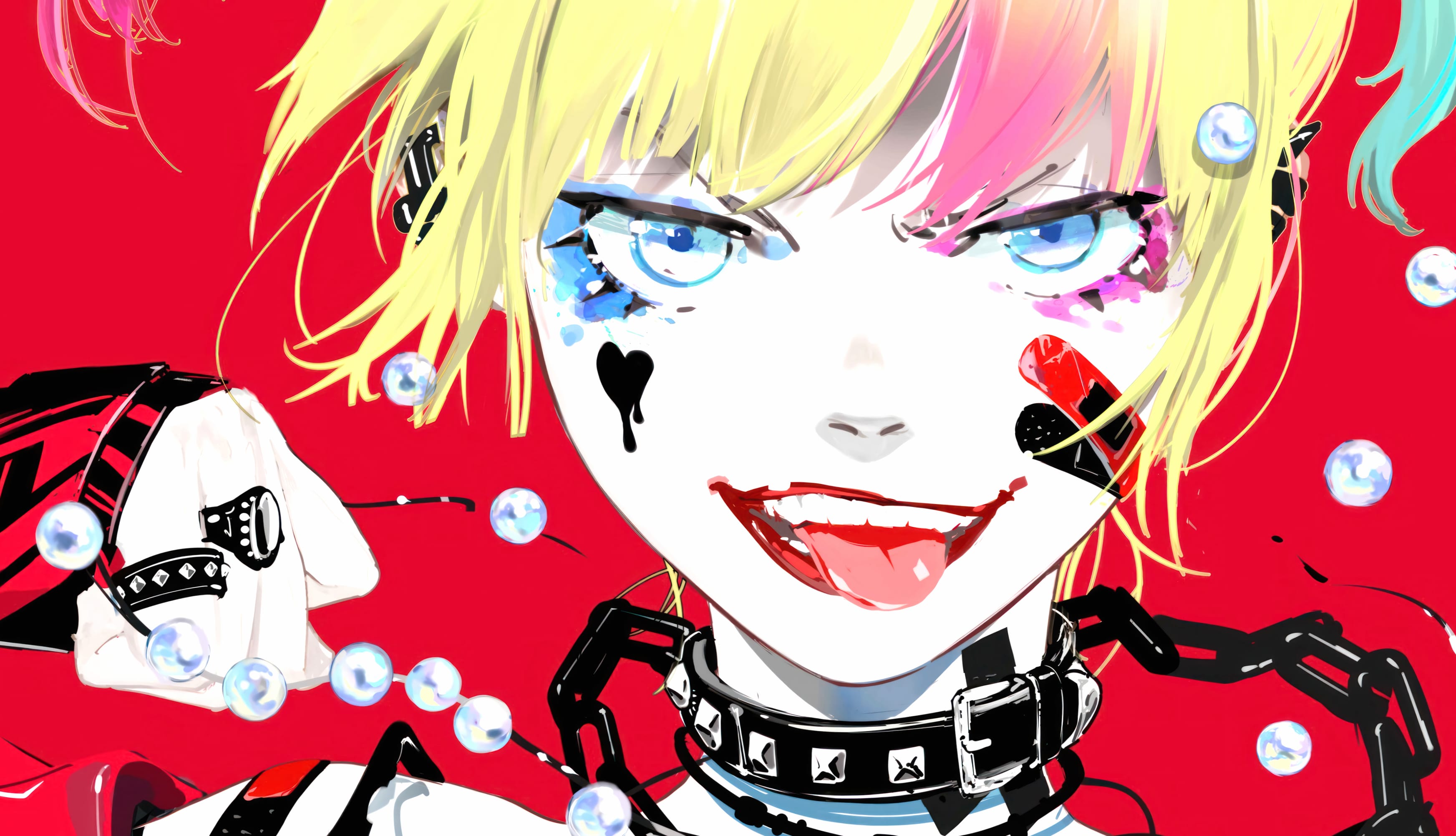 Vibrant Harley Quinn Anime-style at 1024 x 1024 iPad size wallpapers HD quality