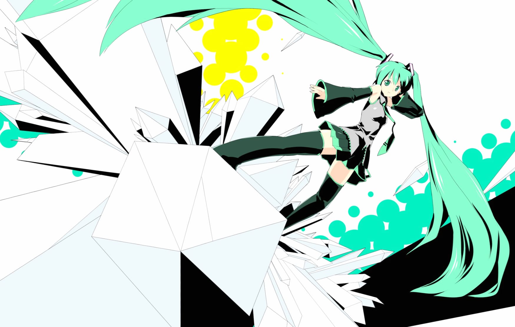 Vibrant Hatsune Miku Crystal Vibes and Green Hair at 1280 x 720 HD size wallpapers HD quality