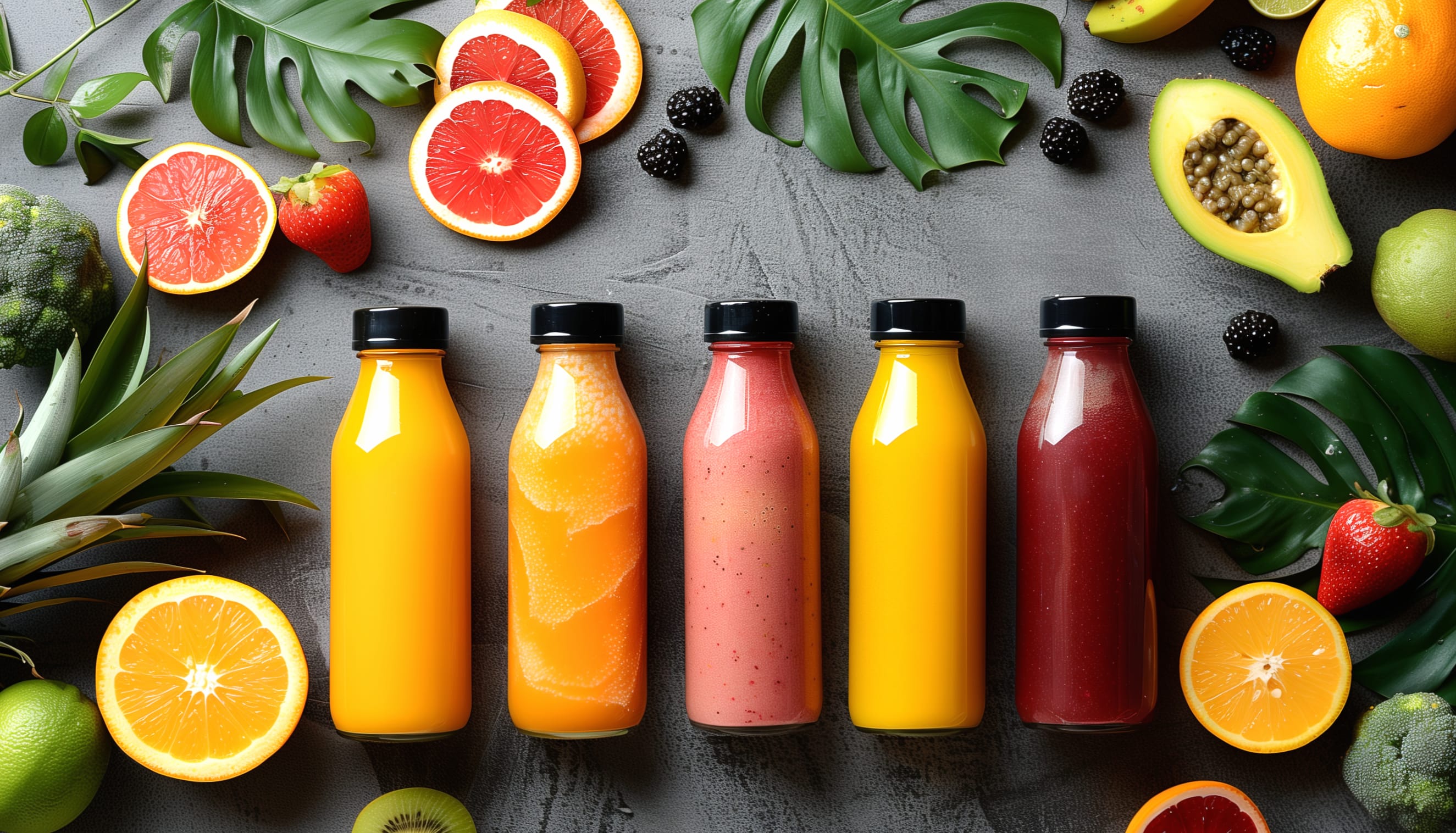 Vibrant Juice Bottles wallpapers HD quality