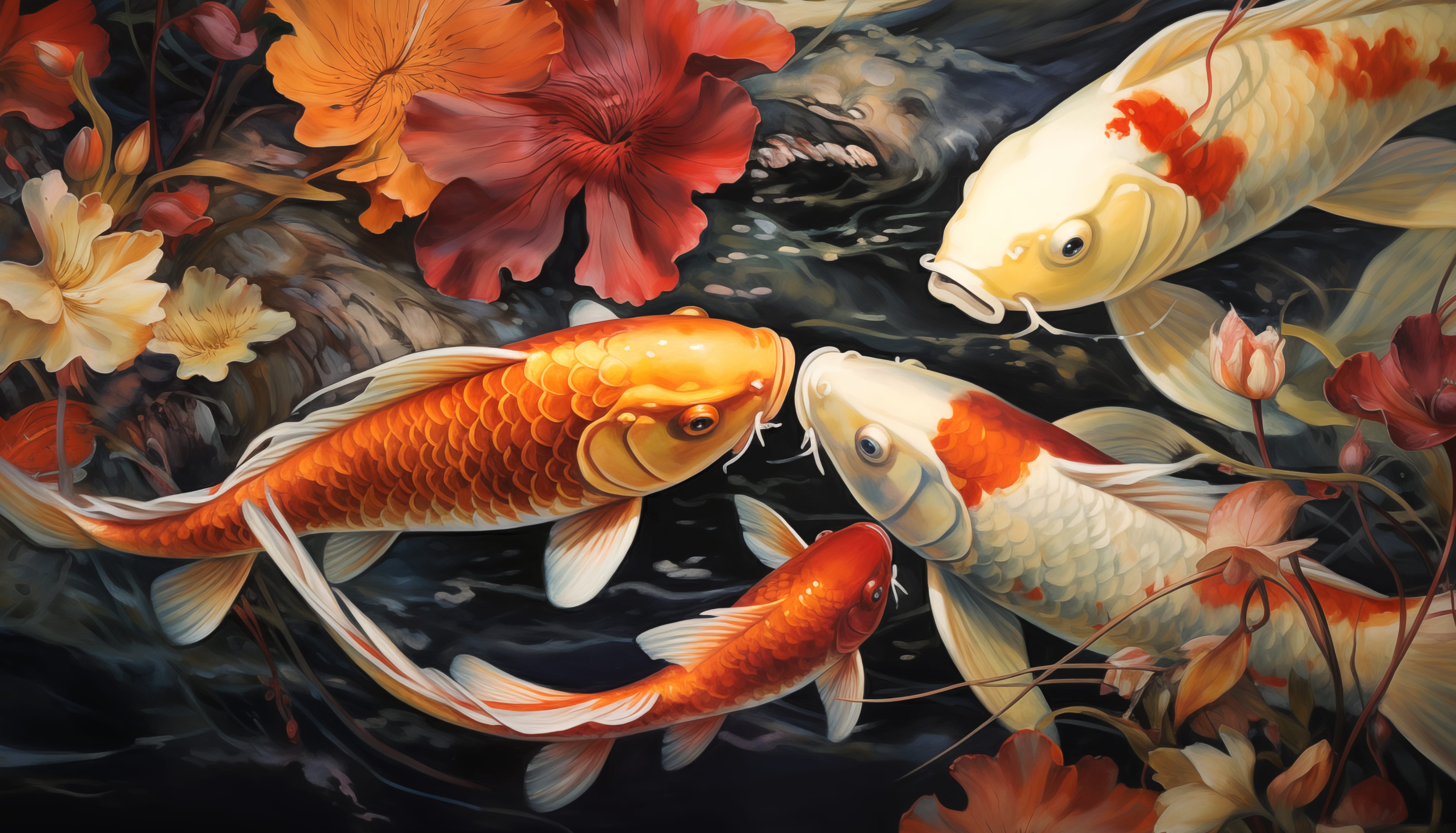 Vibrant Koi Fish - Exotic Pond Art wallpapers HD quality