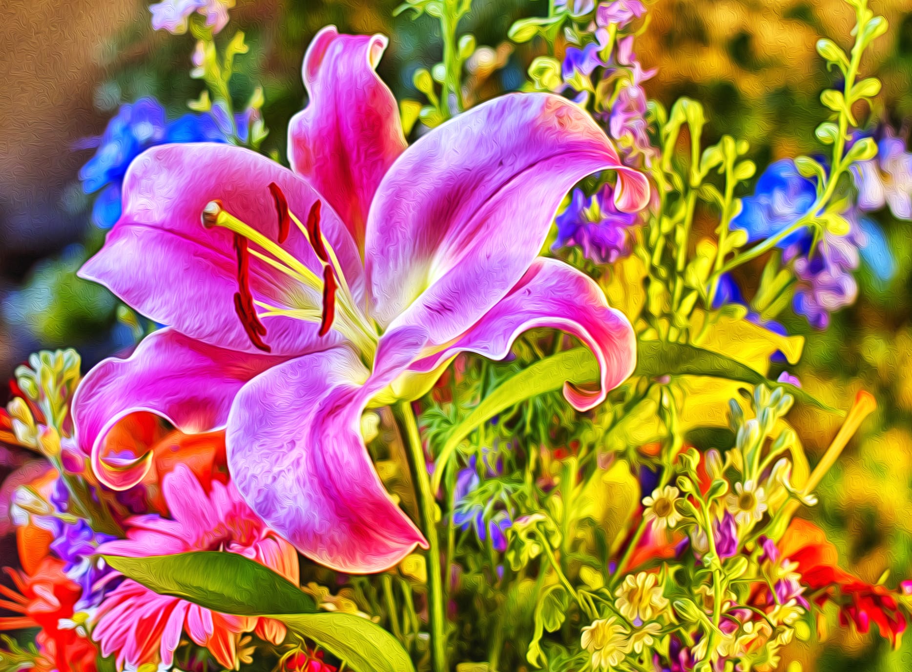 Vibrant Lily in Nature - at 640 x 1136 iPhone 5 size wallpapers HD quality