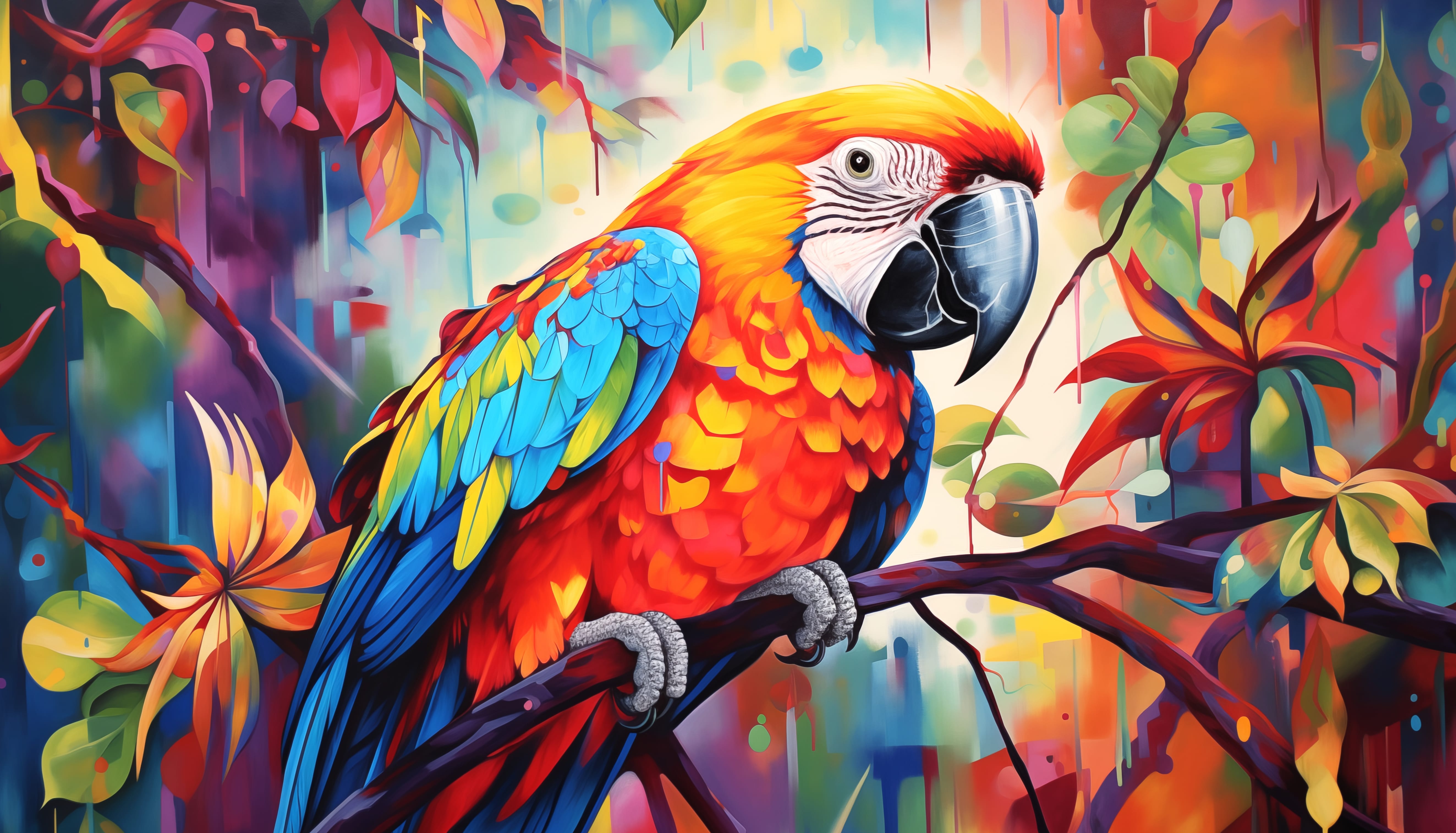 Vibrant Macaw - Exotic Bird Art at 2048 x 2048 iPad size wallpapers HD quality