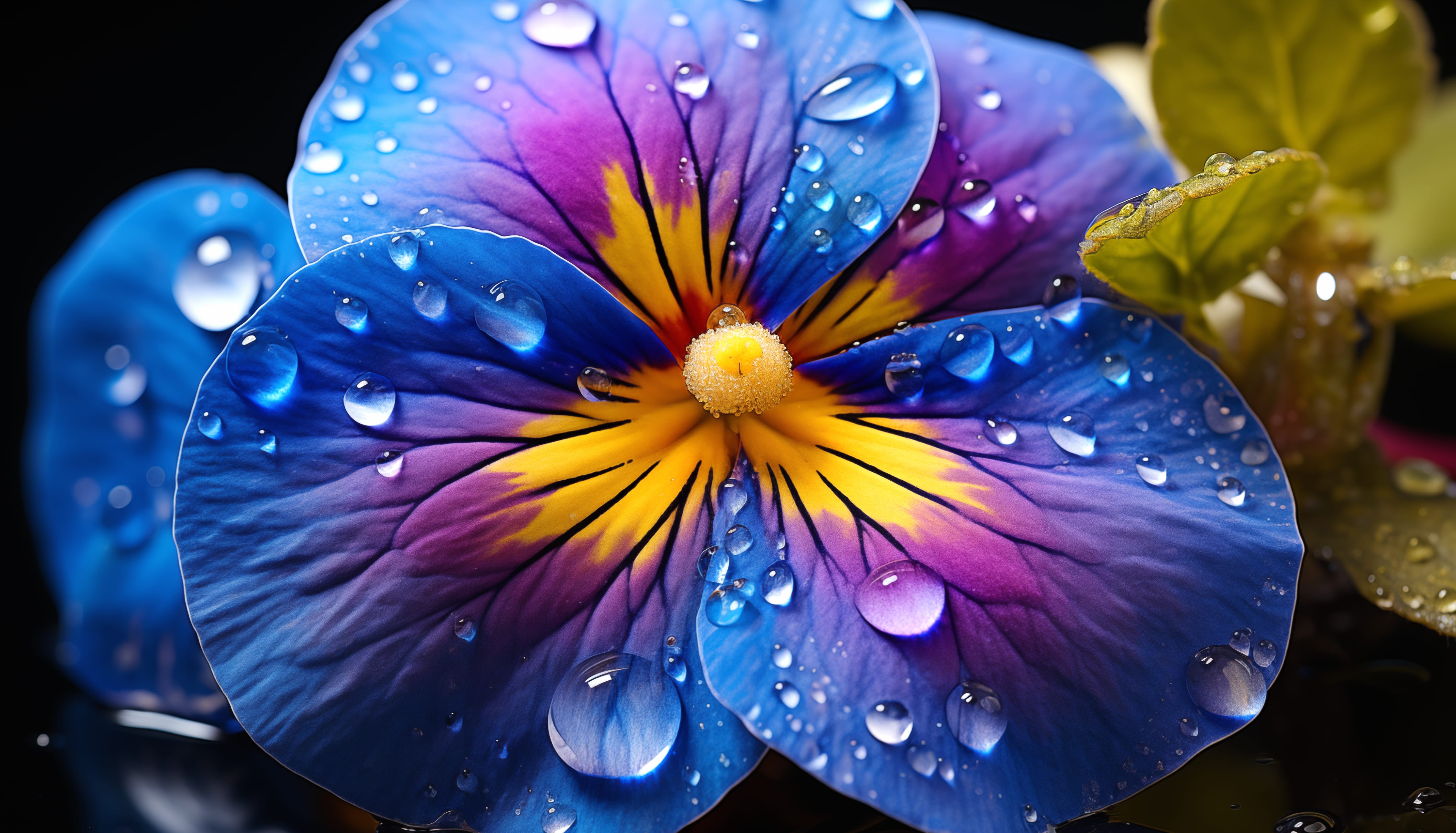 Vibrant Pansy Flower with Water Drops at 1280 x 960 size wallpapers HD quality