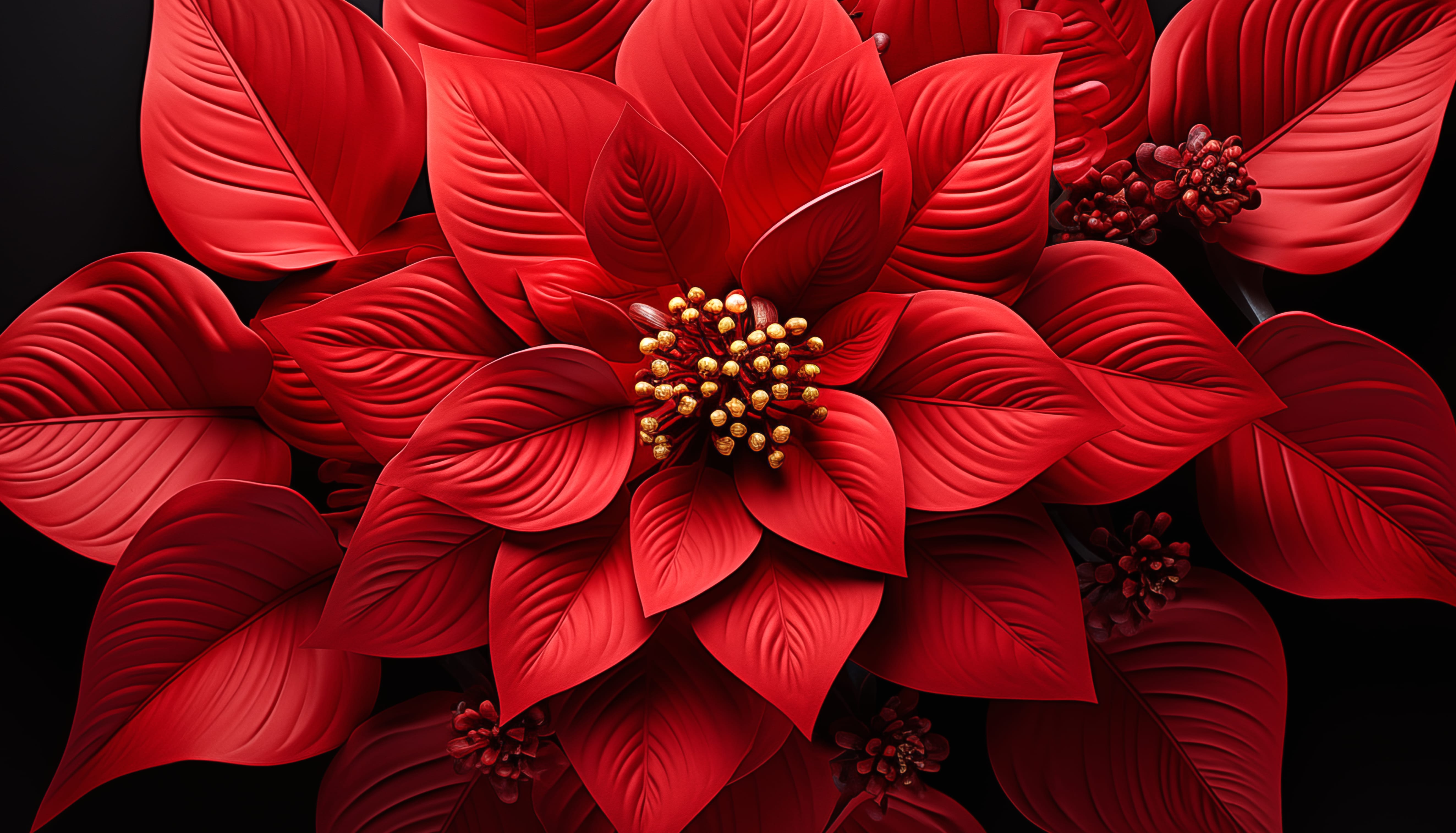 Vibrant Red Poinsettia at 1600 x 1200 size wallpapers HD quality