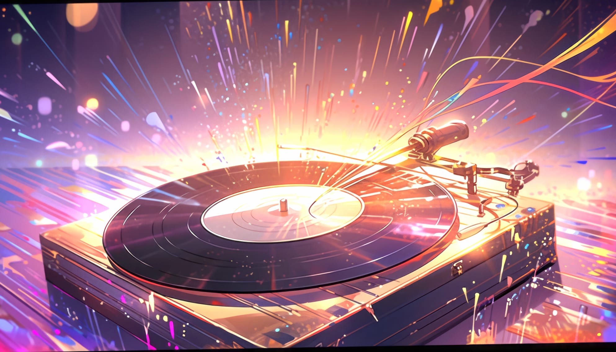 Vibrant Turntable Explosion at 640 x 1136 iPhone 5 size wallpapers HD quality