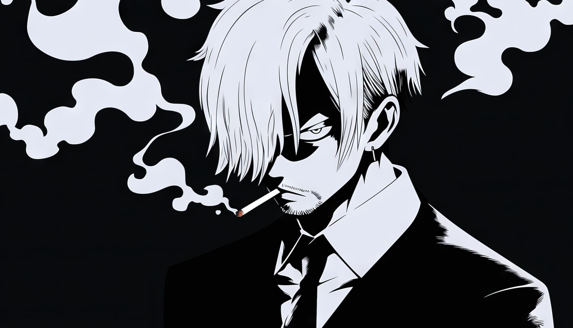 Vinsmoke Sanji Black and White Wallpaper wallpapers HD quality