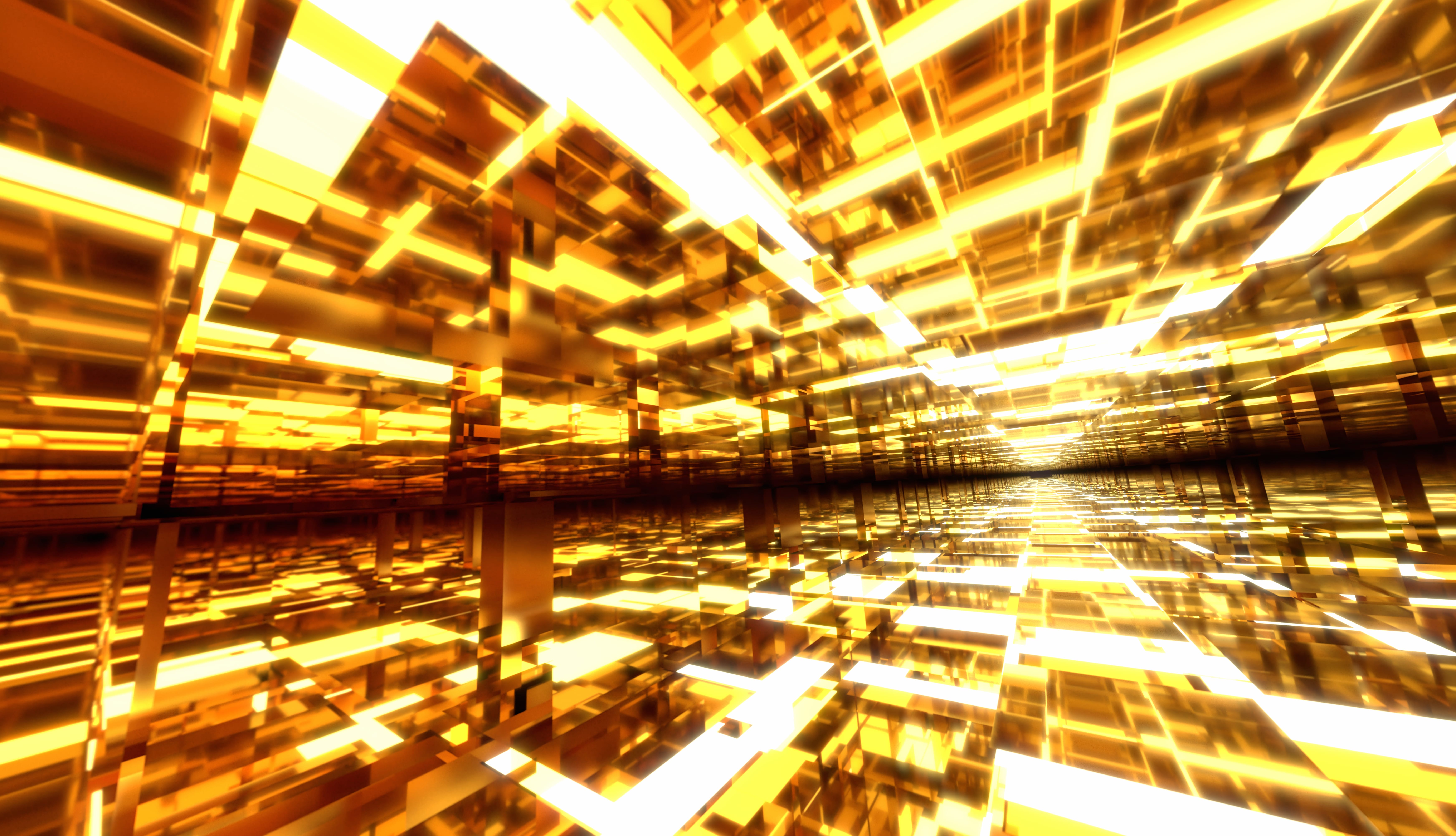 Vivid Gold Glass Tunnels in 8k at 2560 x 1440 HD size wallpapers HD quality