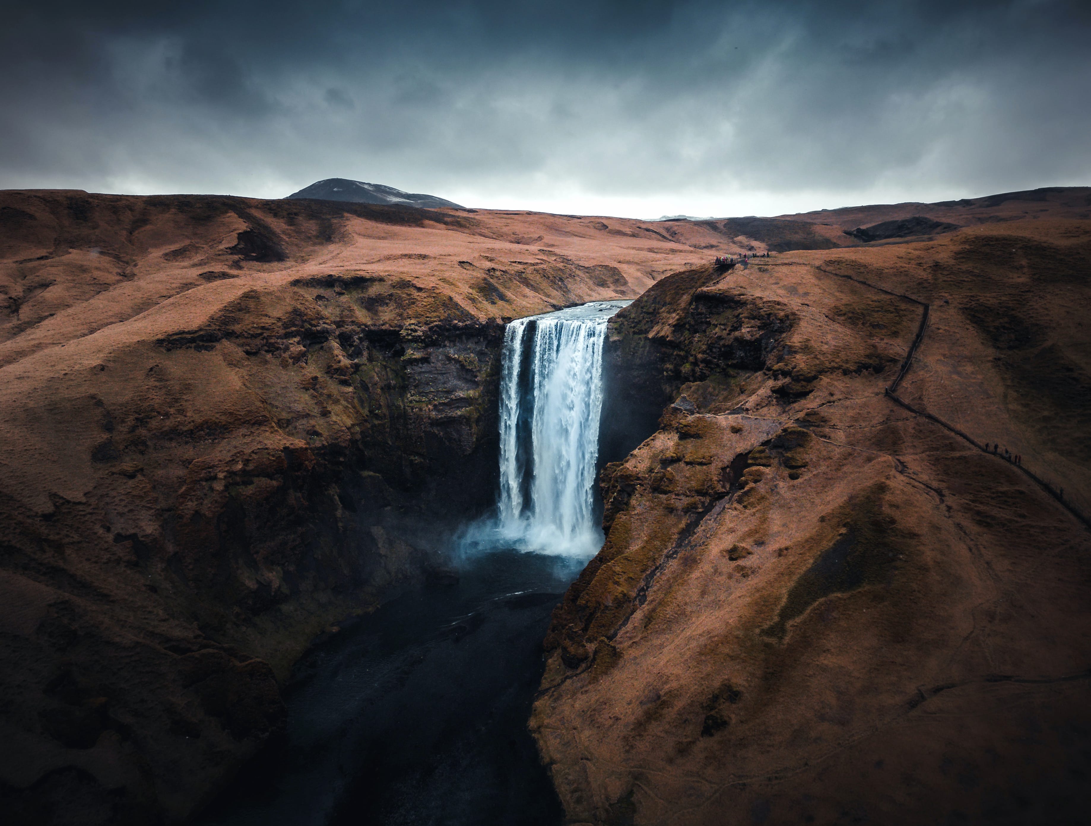 Waterfall Iceland Nature Skógafoss wallpapers HD quality