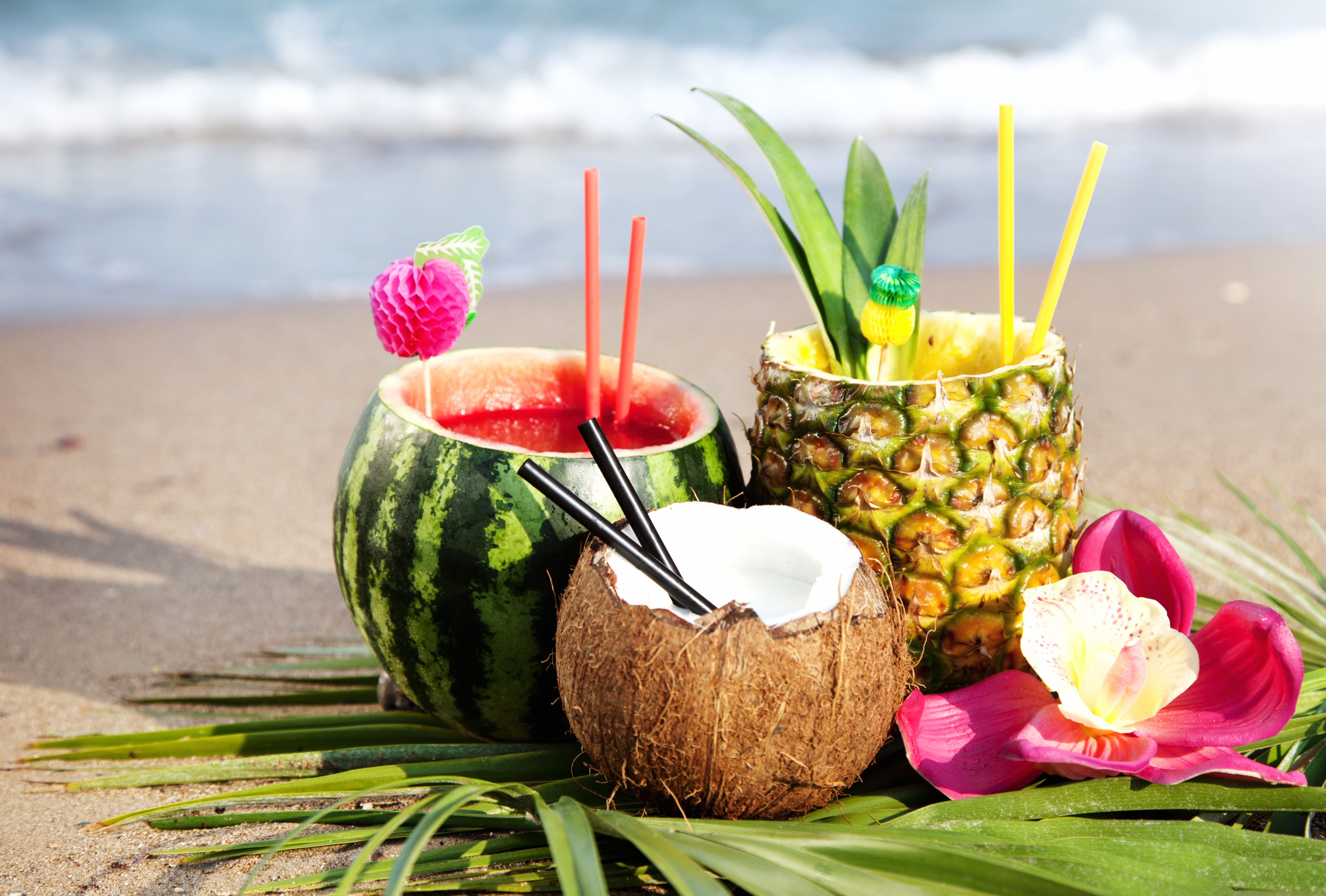 Watermelon Pineapple Coconut Beach Summer Food Cocktail wallpapers HD quality