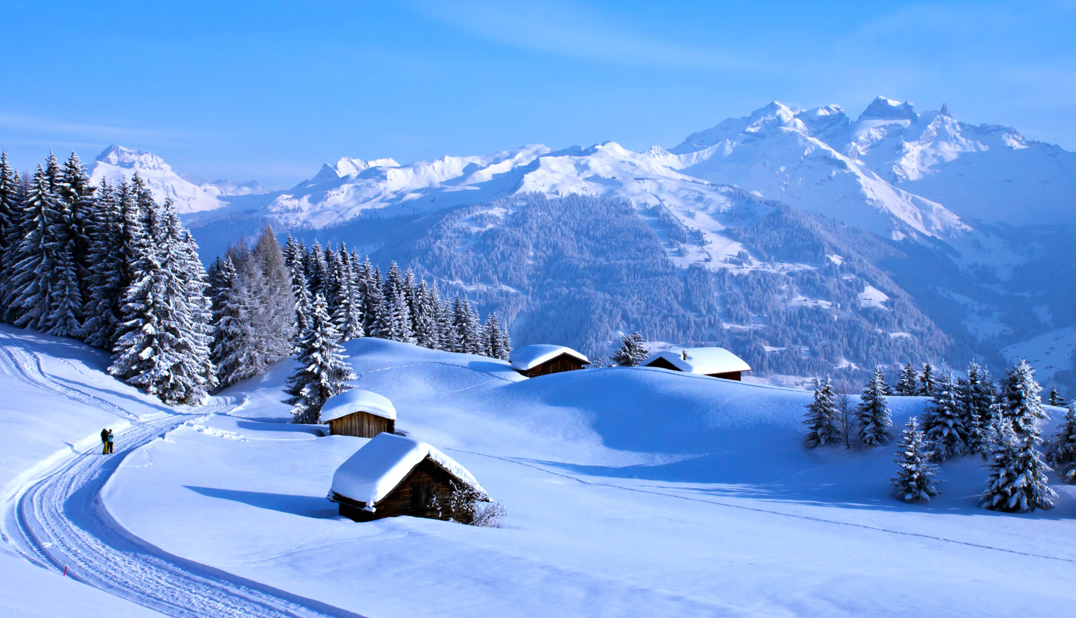 Winter Mountain Landscape - at 1152 x 864 size wallpapers HD quality