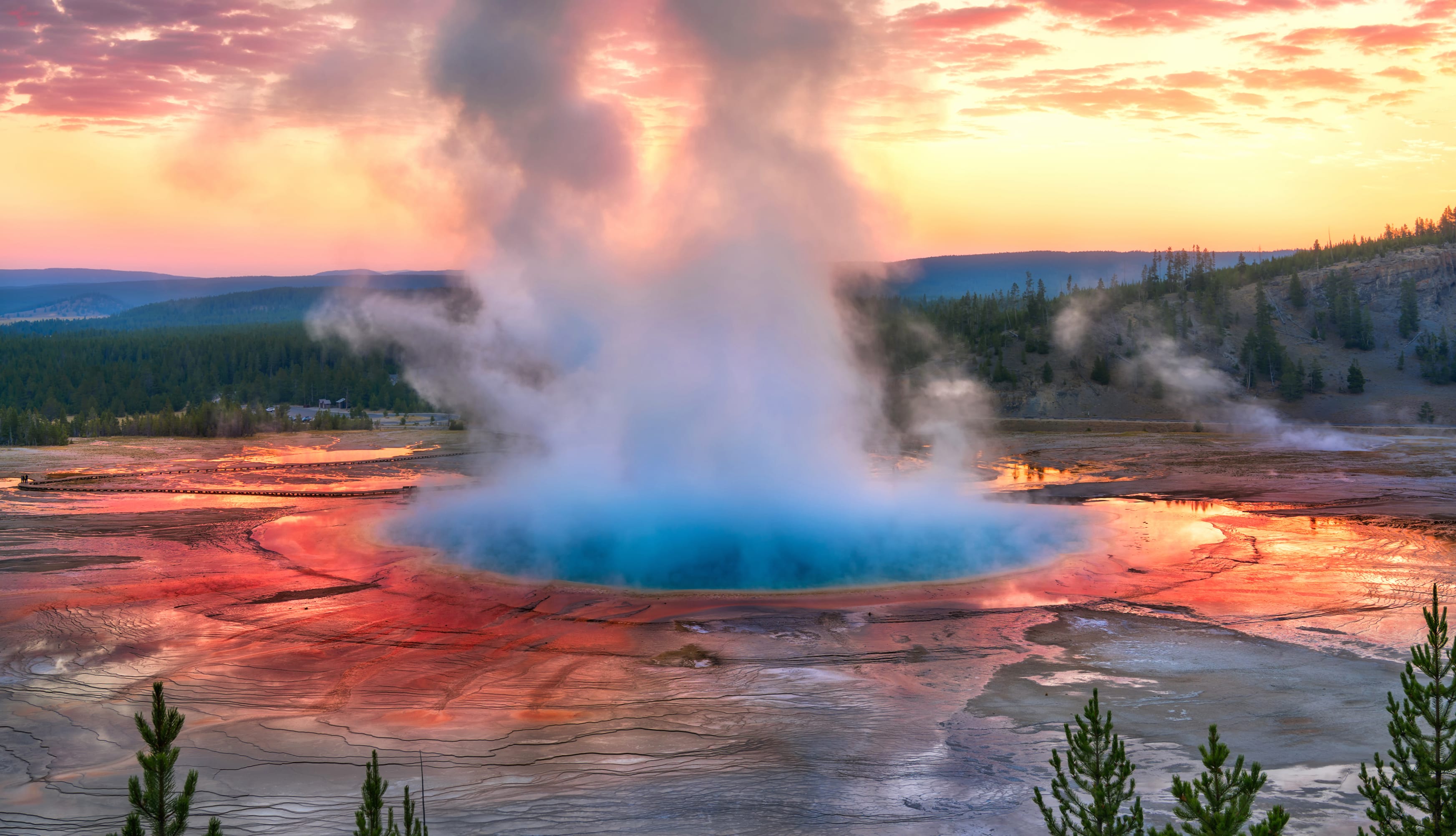 Yellowstone Hot Spring Grand Prismatic Spring Nature at 750 x 1334 iPhone 6 size wallpapers HD quality