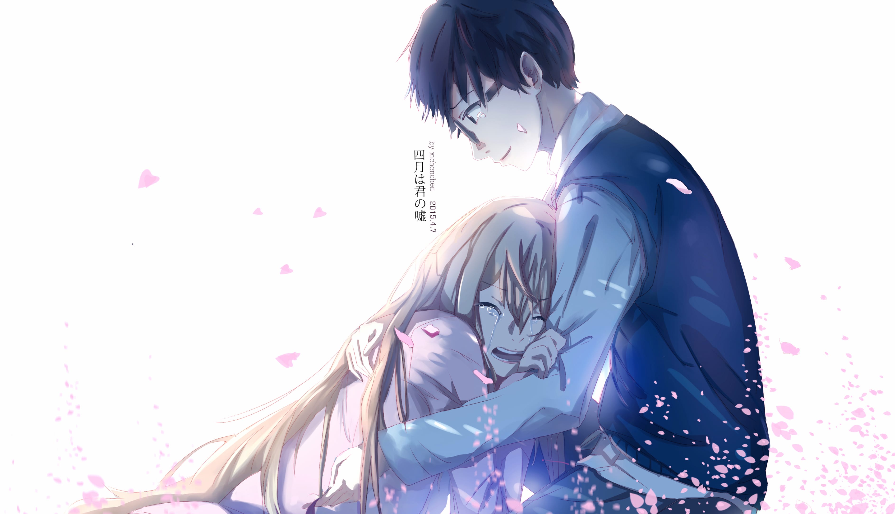 Your Lie in April HD Tearful Embrace wallpapers HD quality