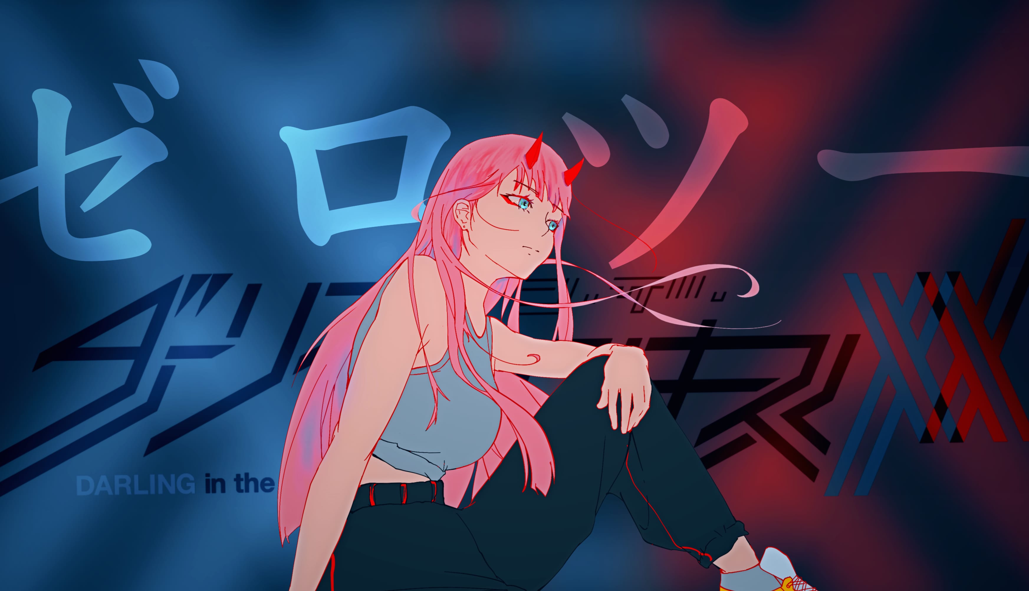 Zero Two in Darling in the FranXX at 2048 x 2048 iPad size wallpapers HD quality