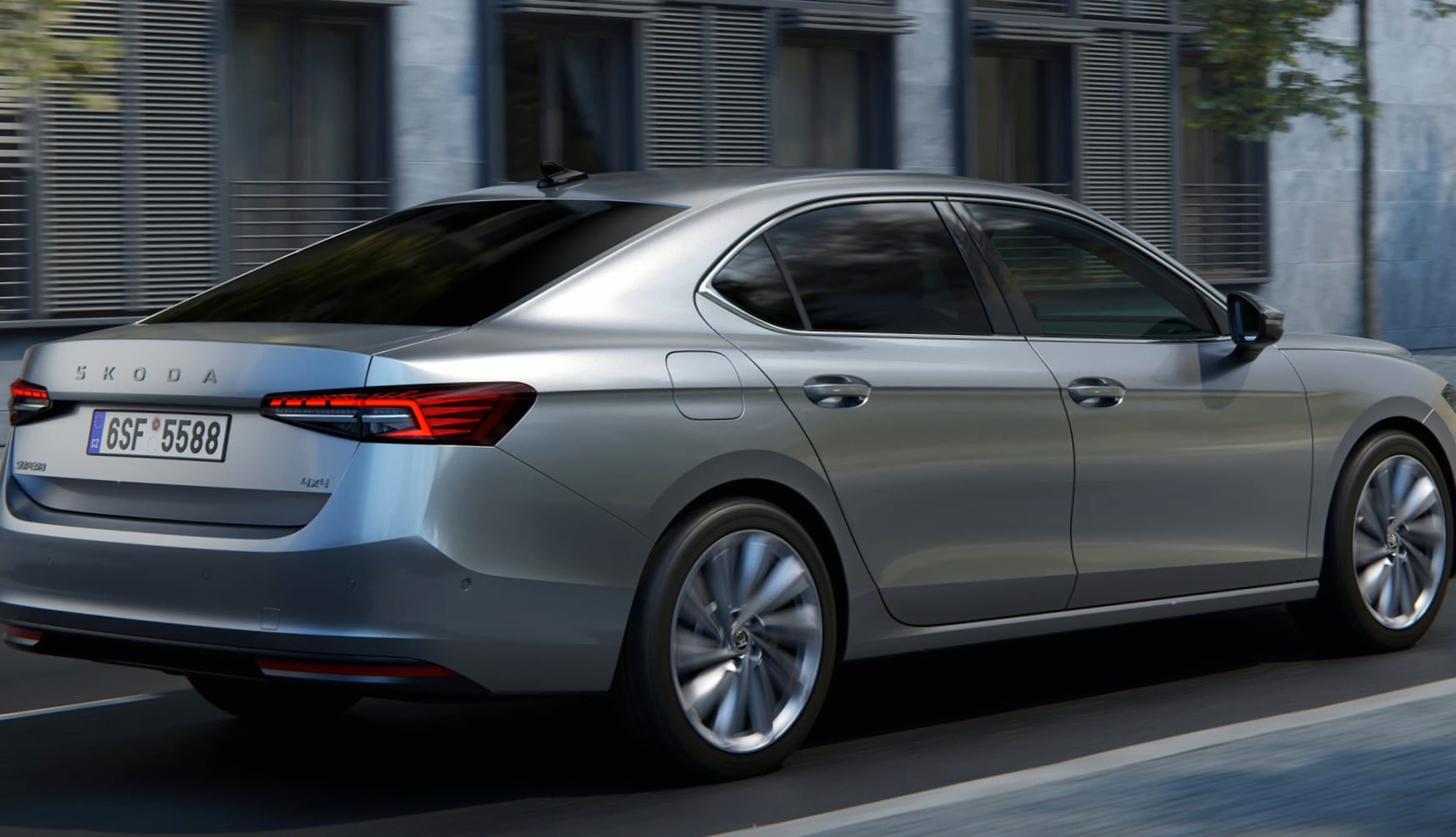 Škoda Superb Sedan – Sleek City Drive Background wallpapers HD quality