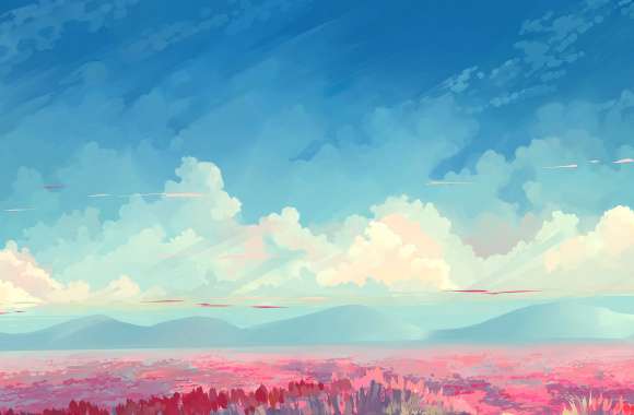 4K Ultra HD Anime Landscape Wallpaper Cloud-Kissed Field