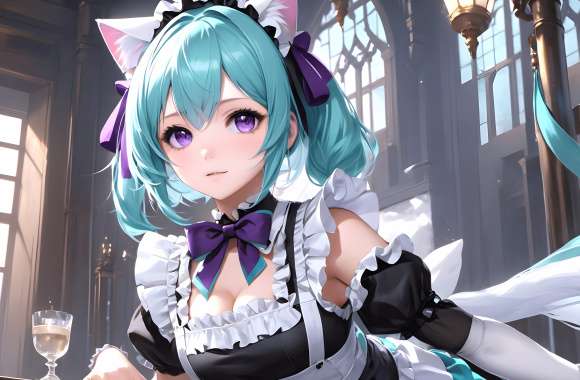 4K Ultra HD Cat Girl Maid Anime Wallpaper