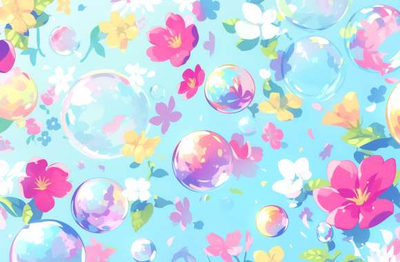 4K Ultra HD Flower Bubbles Wallpaper