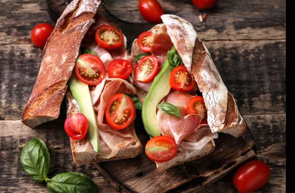 4K Ultra HD Still Life Sandwich with Tomato and Bread