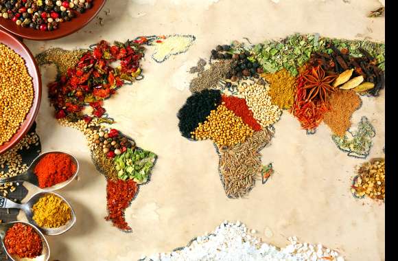 4K Ultra HD World Map of Spices and Herbs Wallpaper