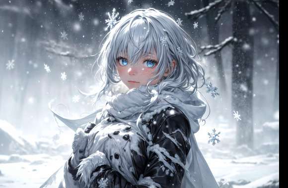 A girl trapped on winter (snowstorm)