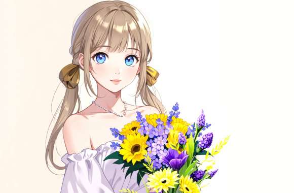 a girl with flowers wallpapers hd quality