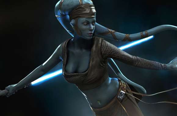 Aayla Secura with Blue Lightsaber