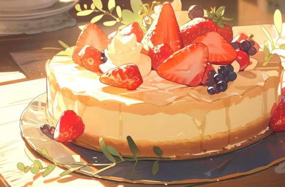 AI-Generated Strawberry Cheesecake