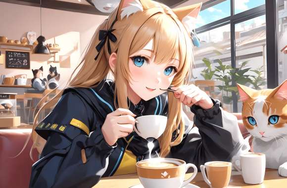 AI Art Cat Girl Cat Cafe Anime Girl Anime Girl