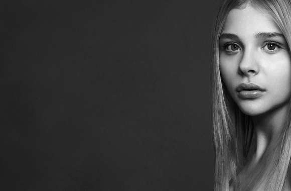 American Actress Black & White Celebrity Chloë Grace Moretz wallpapers hd quality